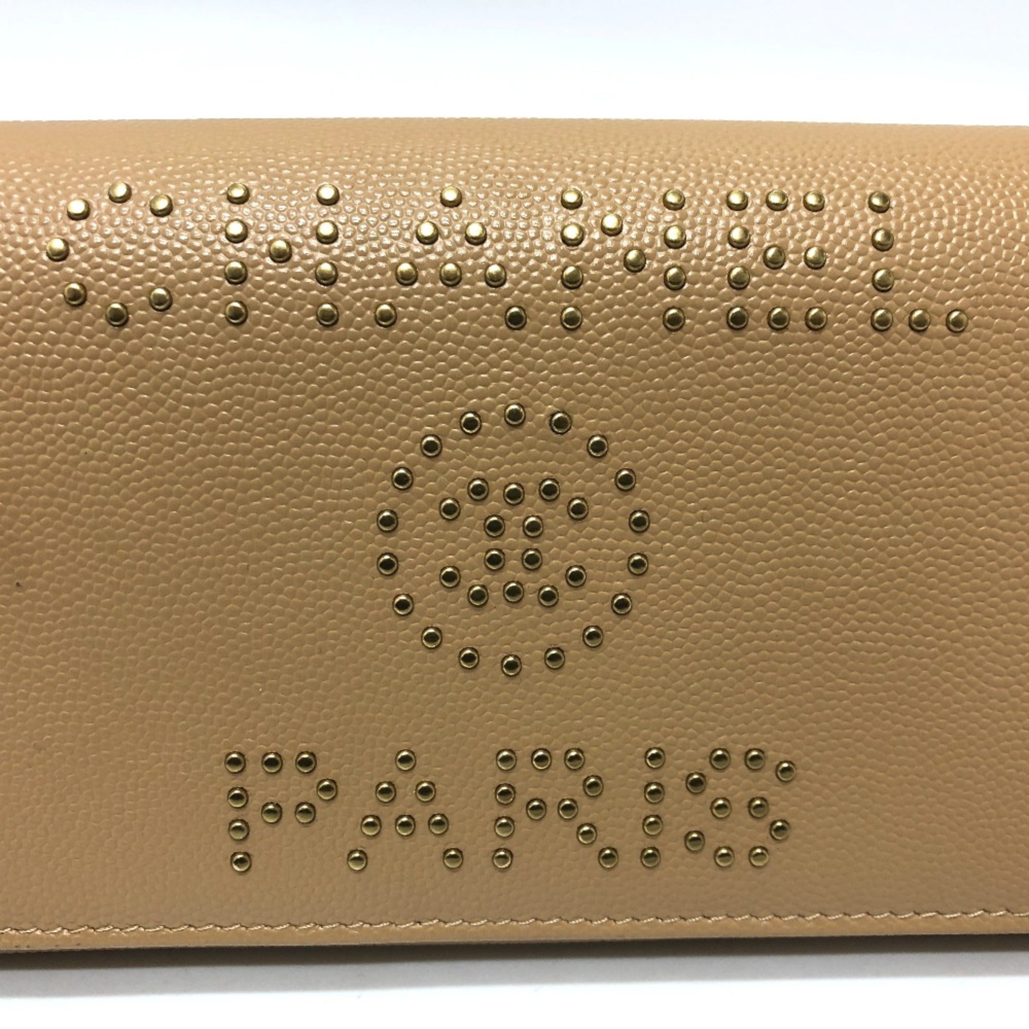 Chanel Beige Leather Long Wallet (Bi-Fold) (Pre-Owned)