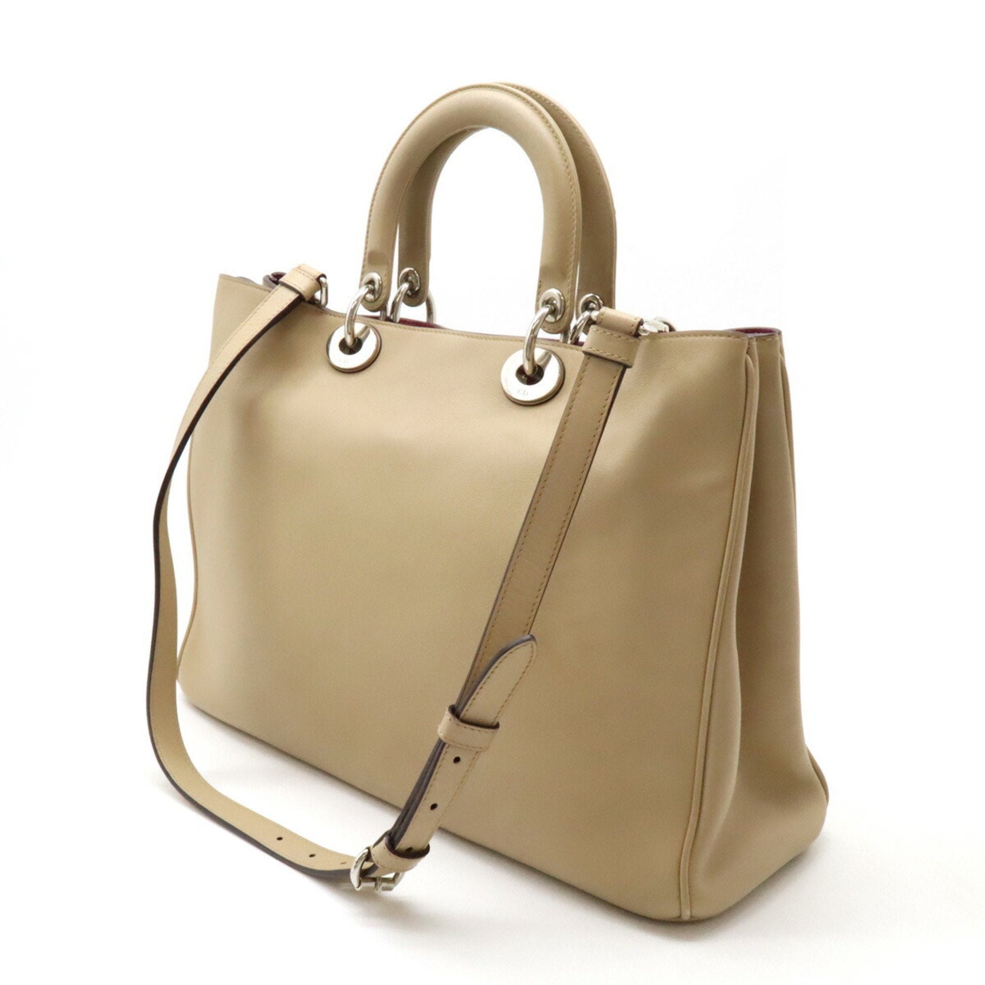 Christian Dior Diorissimo Beige Purple Handbag Pouch Shoulder Bag Tote Bag (Pre-Owned)