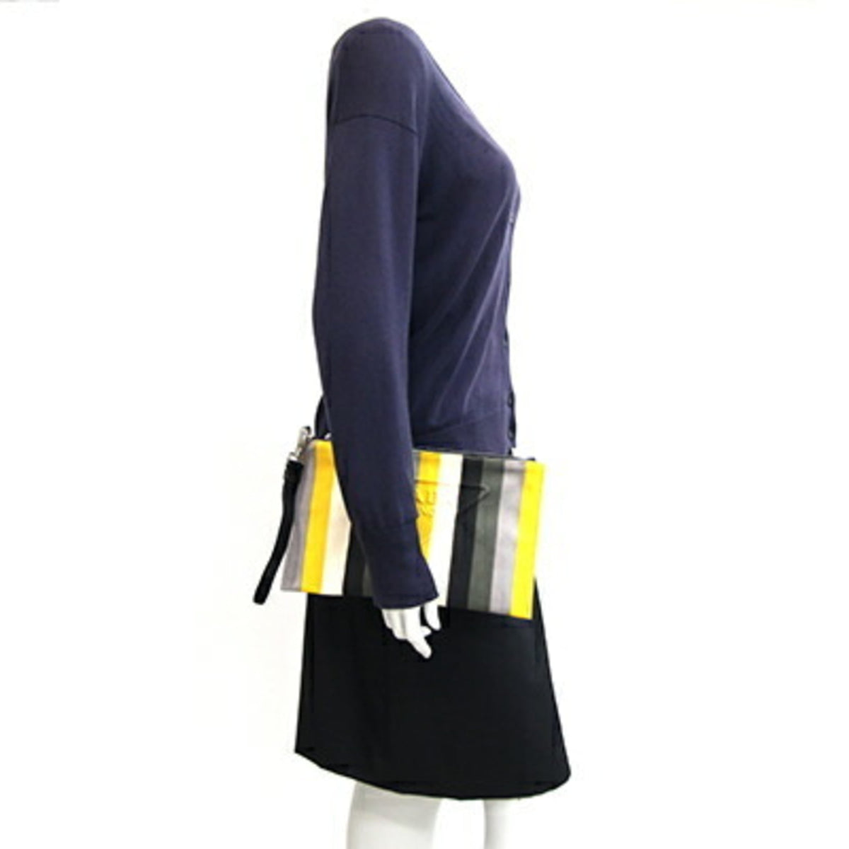Prada Multi-Color Canvas Leather Clutch Bag (Pre-Owned)