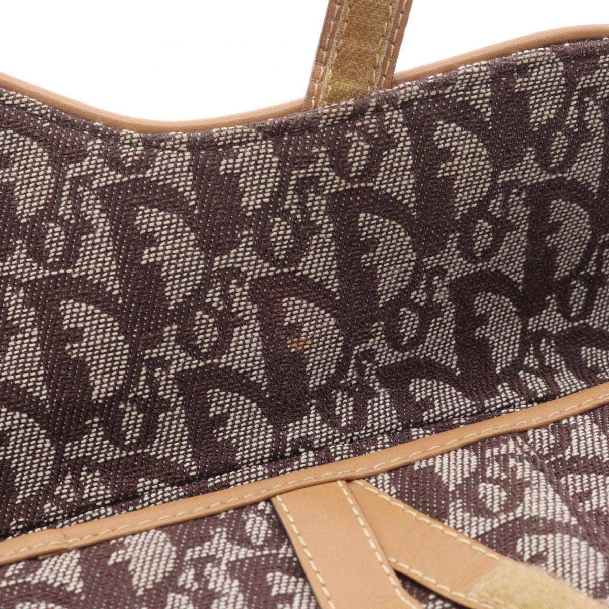 Christian Dior Trotter Beige Brown Canvas Leather Handbag Saddle Bag (Pre-Owned)