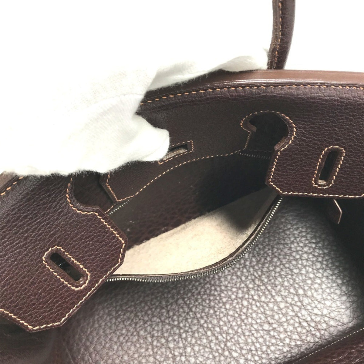 Hermes Brown Havane Fjord Leather Handbag Tote Bag (Pre-Owned)