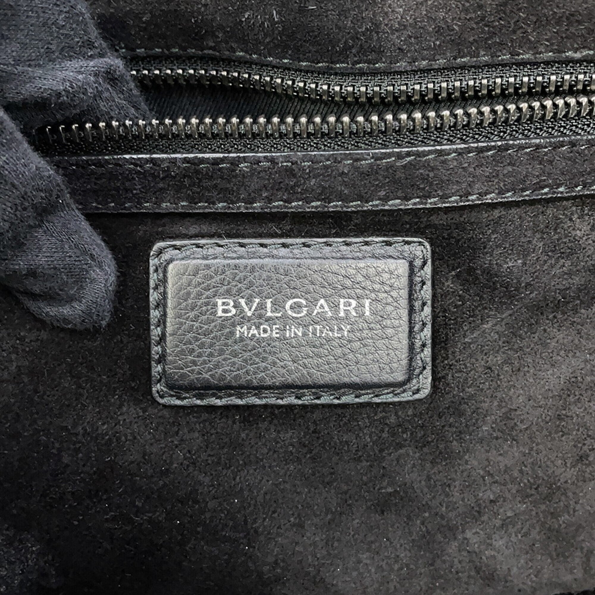 Bvlgari Black Leather Handbag Tote Bag (Pre-Owned)