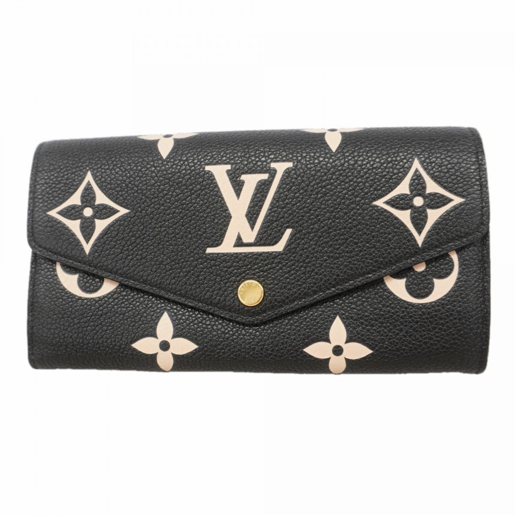 Louis Vuitton Beige Black Long Wallet (Bi-Fold) (Pre-Owned)