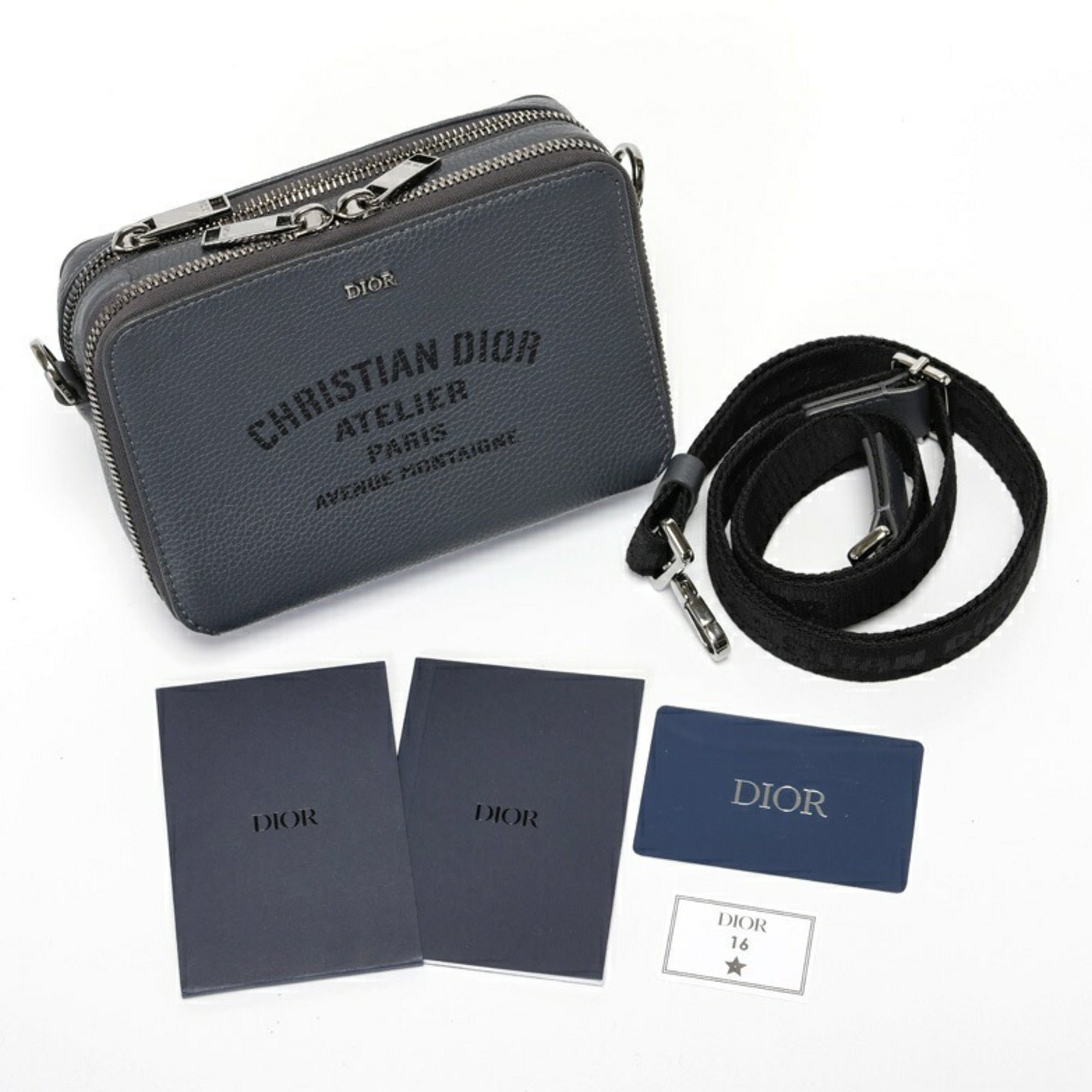 Christian Dior Gray Leather Fanny Pack Pouch (Pre-Owned)