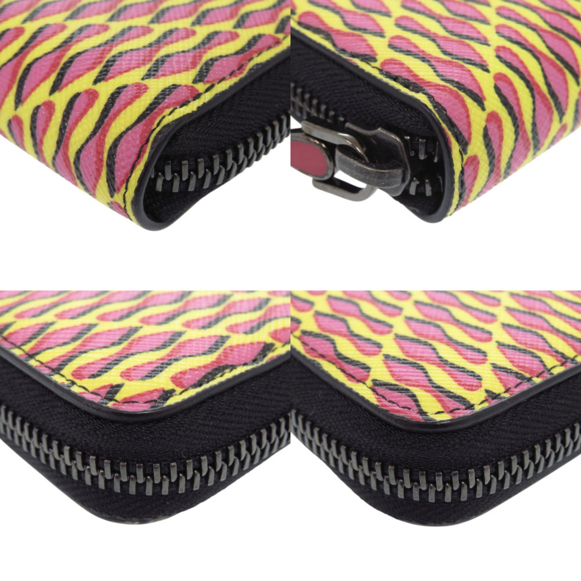 Christian Louboutin Pink Yellow Pvc Leather Long Wallet (Bi-Fold) (Pre-Owned)