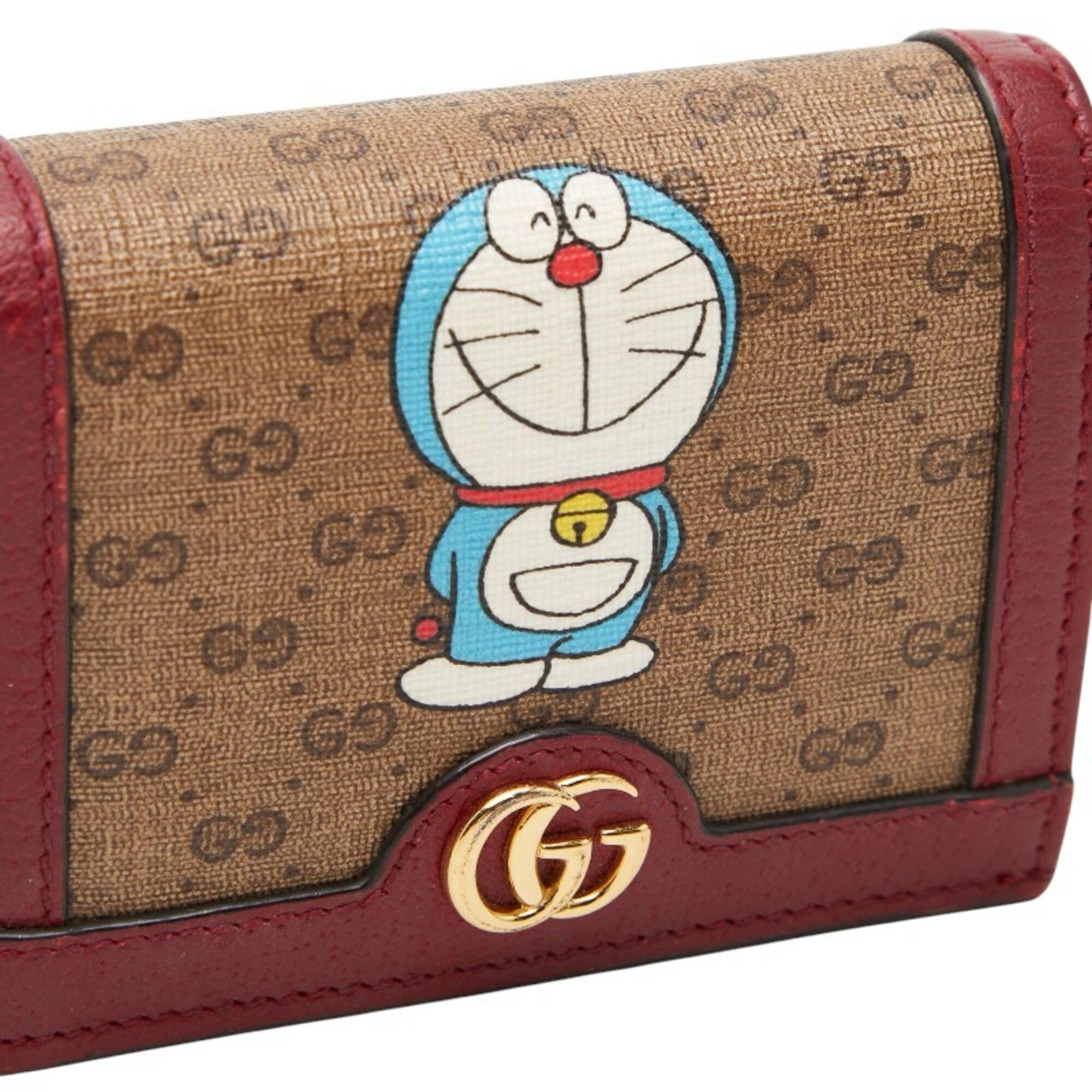 Gucci Gg Supreme Beige Wine Pvc Leather Wallet (Bi-Fold) (Pre-Owned)