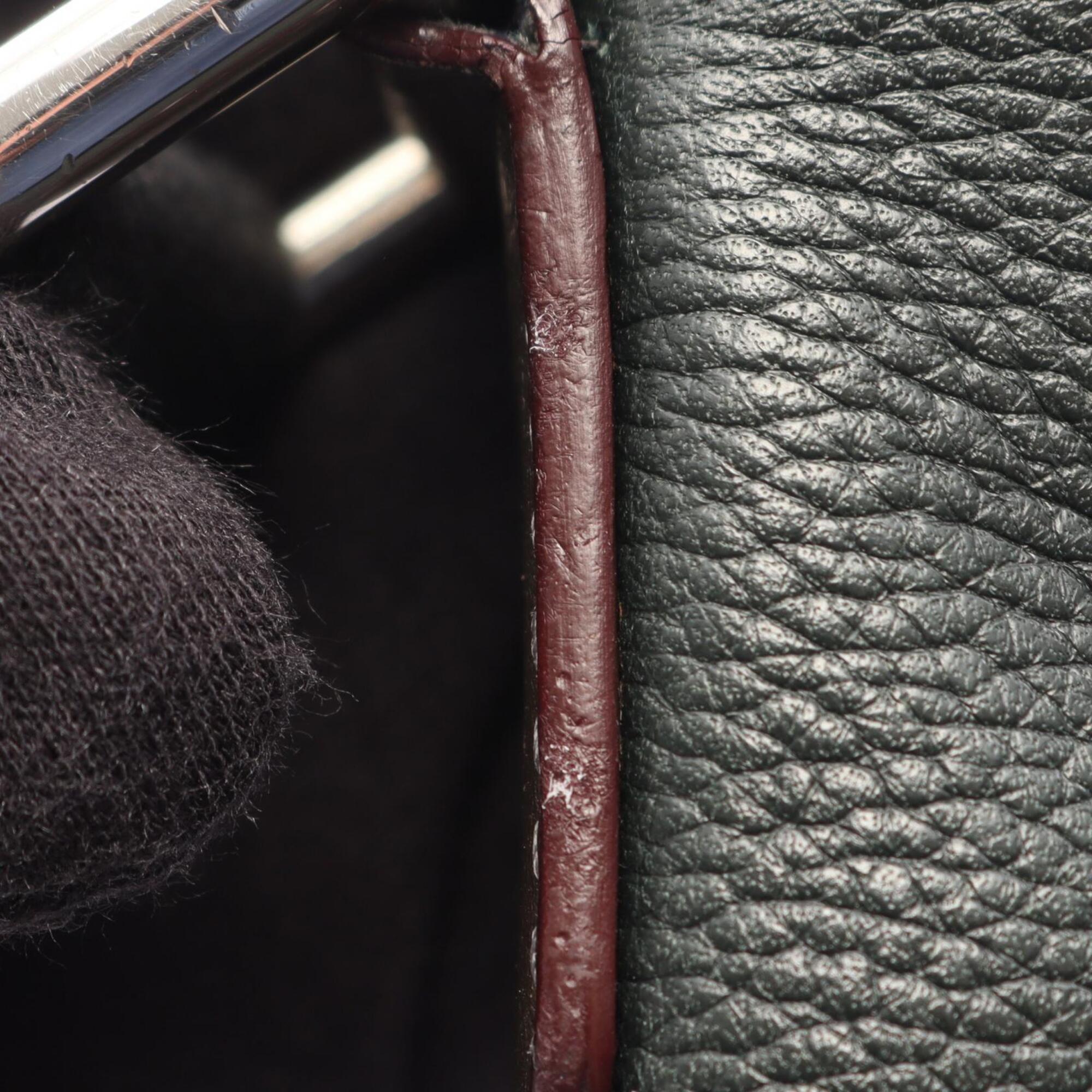 Loewe Brown Green Leather Handbag Shoulder Bag (Pre-Owned)
