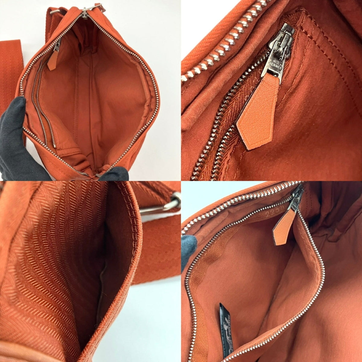 Hermes Acapulco Orange Toile Chevron Leather Fanny Pack Pochette (Pre-Owned)
