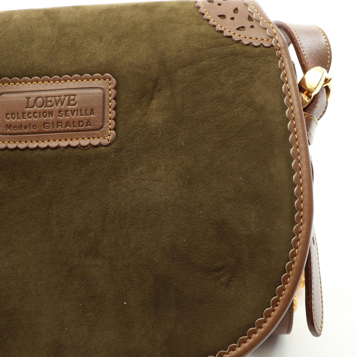 Loewe Brown Khaki Suede Leather Handbag Shoulder Bag (Pre-Owned)