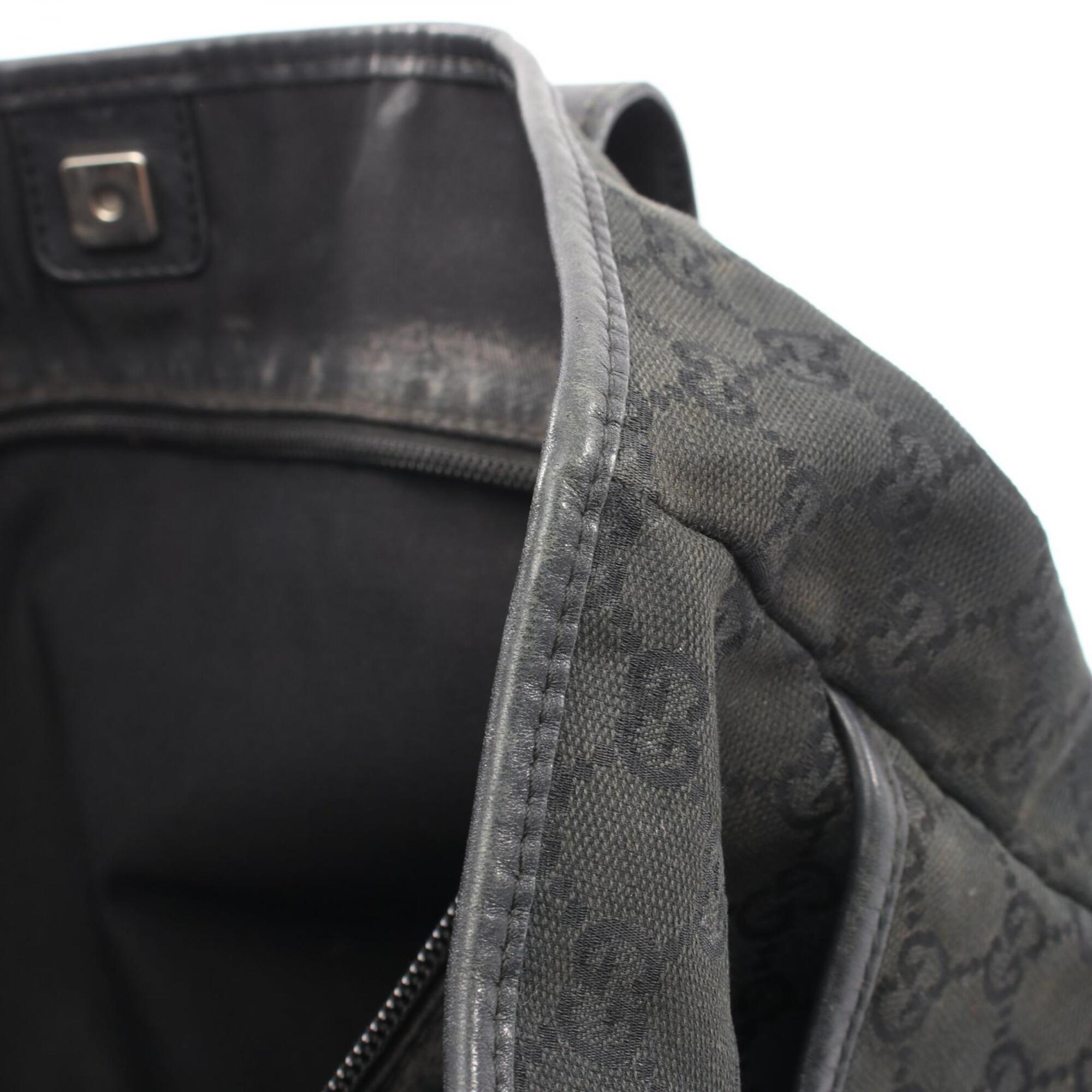 Gucci Black Canvas Leather Handbag Tote Bag (Pre-Owned)