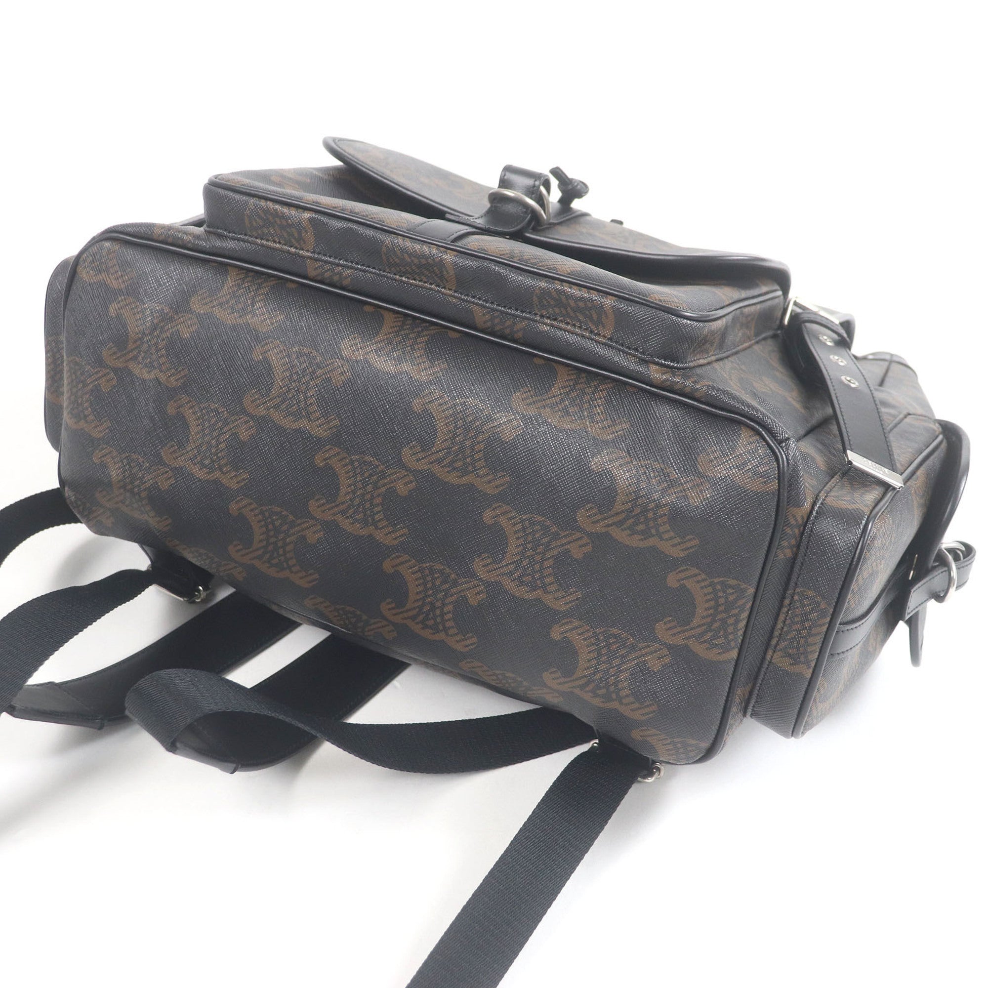 Celine Black Brown Coated Canvas Backpack (Pre-Owned)