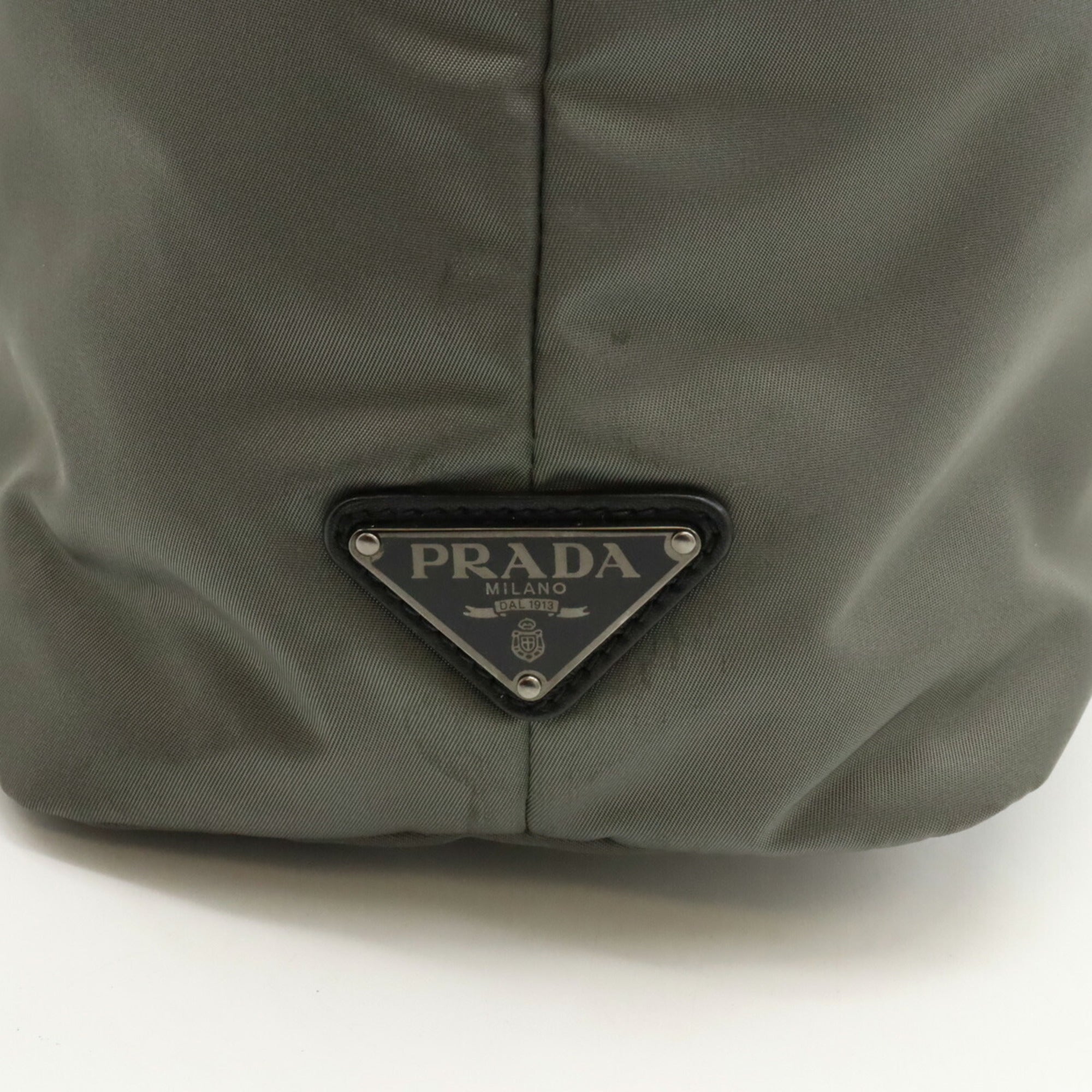 Prada Gray Nero Nylon Nappa Leather Tote Bag (Pre-Owned)