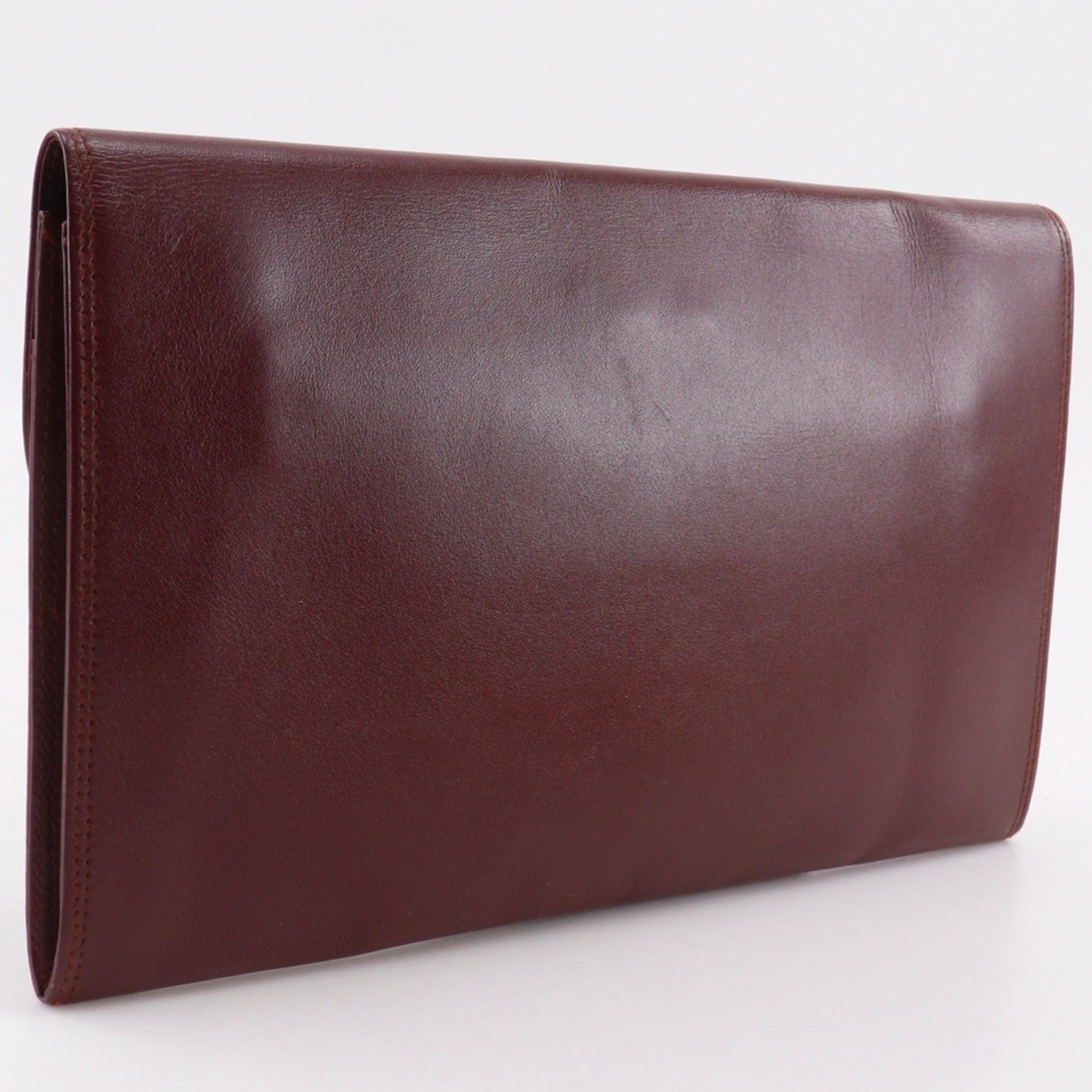 Cartier Must Bordeaux Leather Clutch Bag (Pre-Owned)