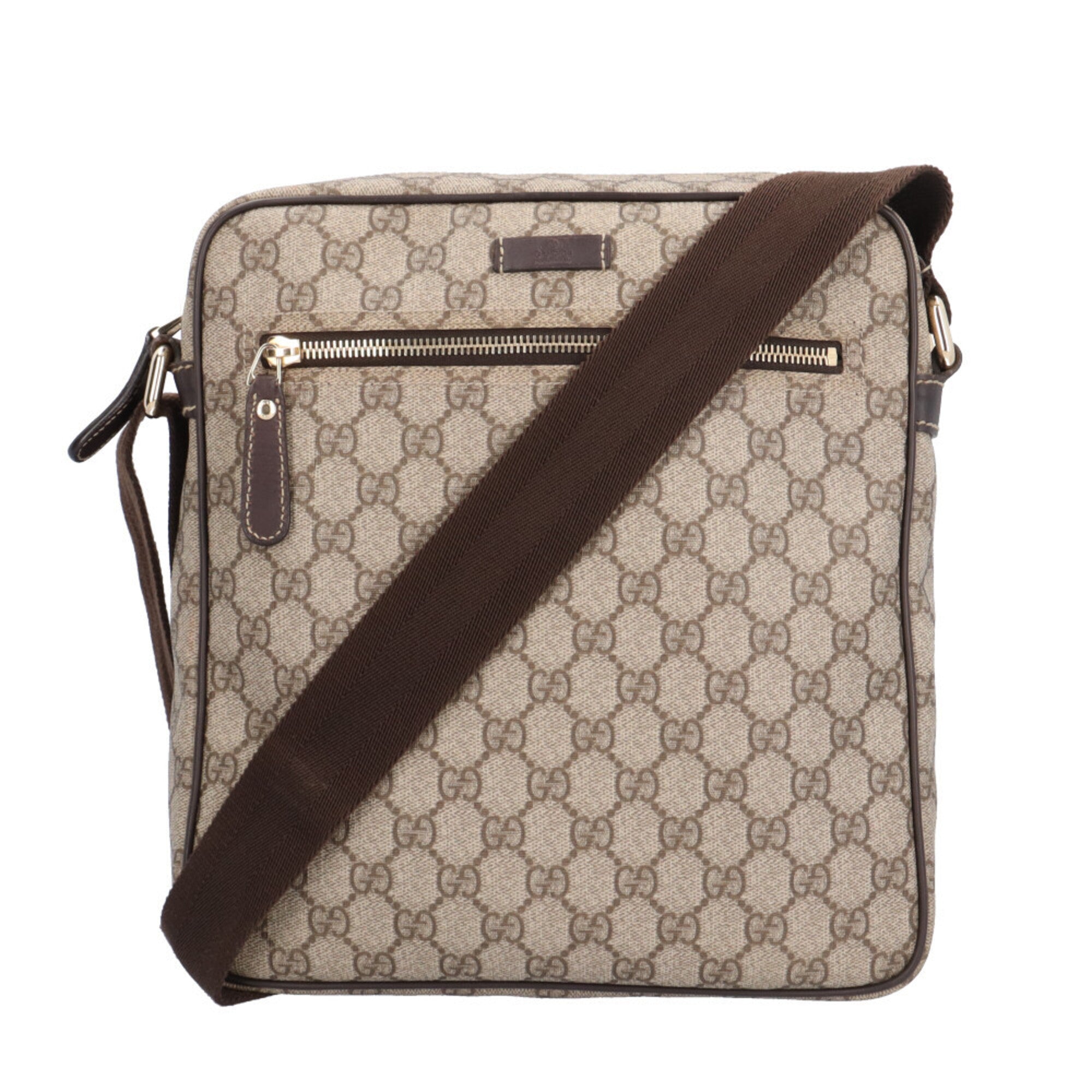 Gucci Beige Brown Gg Supreme Canvas Messenger Bag Shoulder Bag (Pre-Owned)