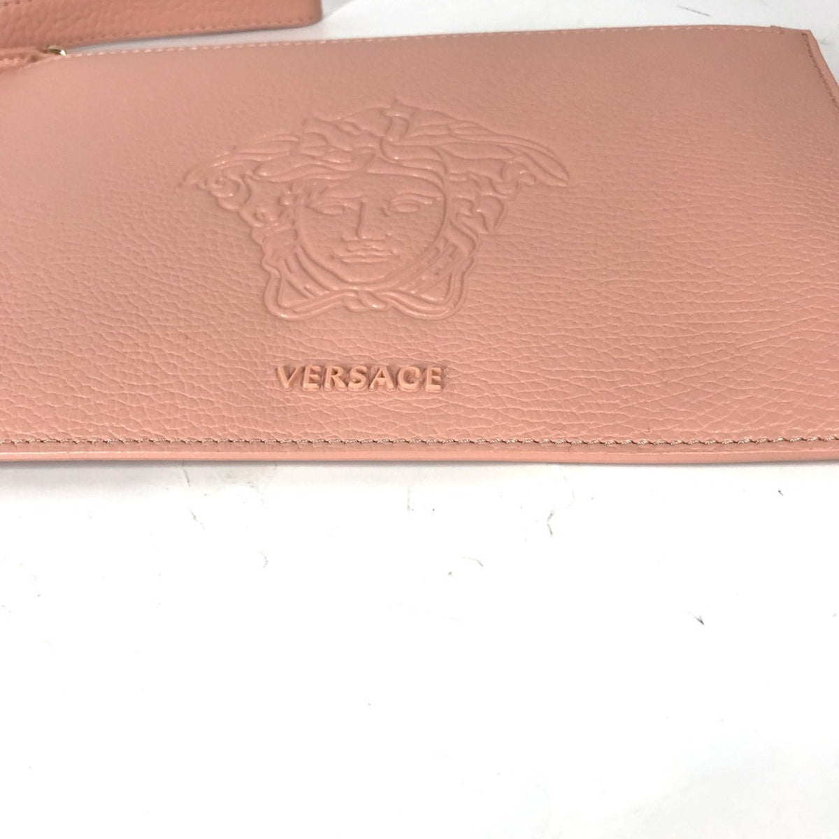 Versace Pink Leather Clutch Bag Pouch (Pre-Owned)