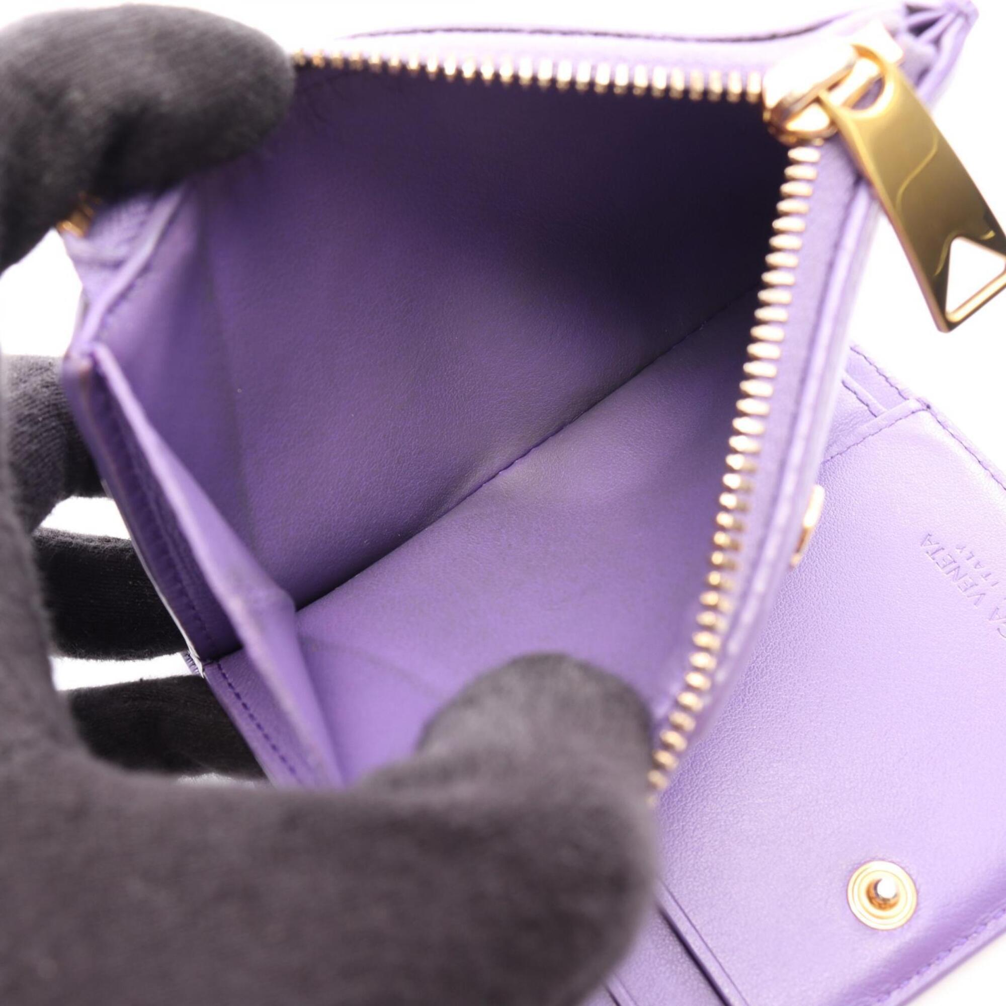 Bottega Veneta Intrecciato Purple Leather Wallet (Bi-Fold) (Pre-Owned)