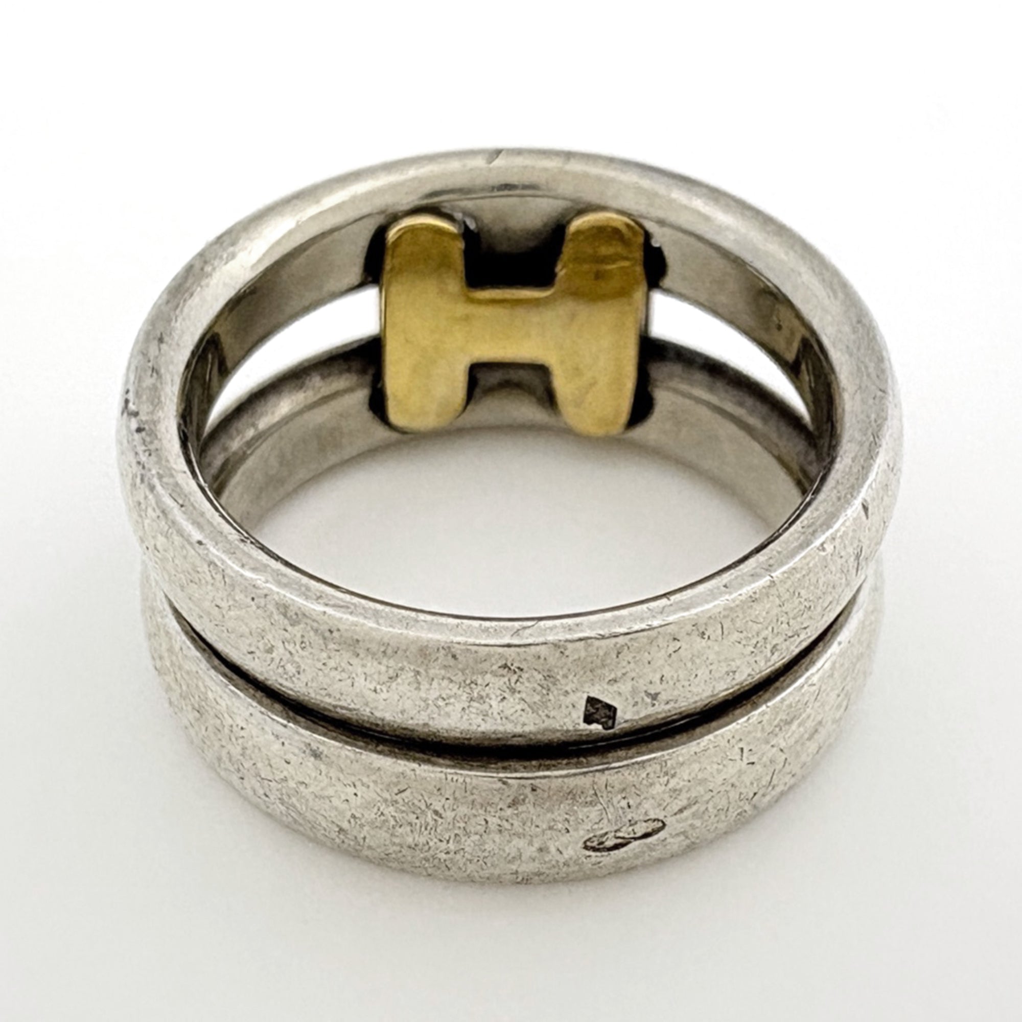 Hermes Gold Silver Gold Plating Metal Band Ring (Pre-Owned)