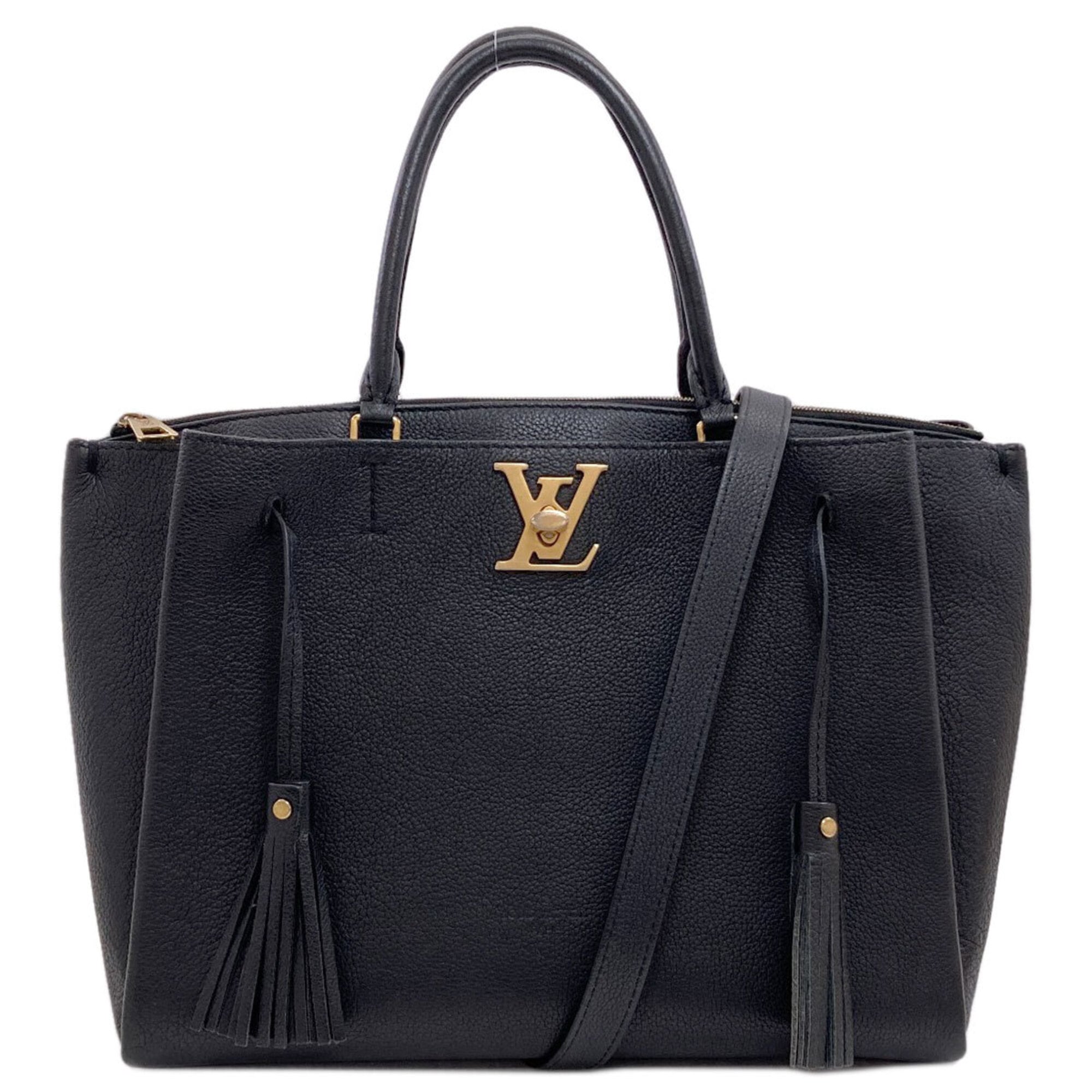 Louis Vuitton Black Leather Handbag (Pre-Owned)