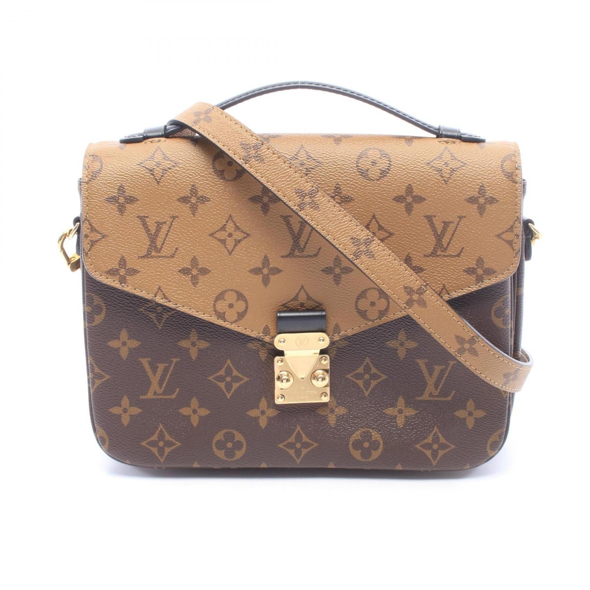 Louis Vuitton Black Brown Coated Canvas Leather Handbag Pochette (Pre-Owned)
