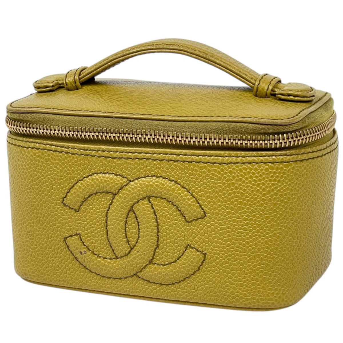 Chanel Yellow Grained Calfskin Pouch Vanity Bag (Pre-Owned)