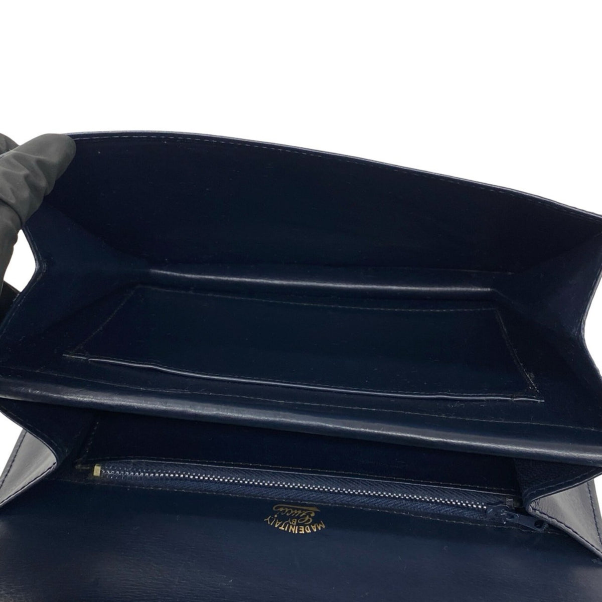 Gucci Navy Red Color Leather Shoulder Bag (Pre-Owned)