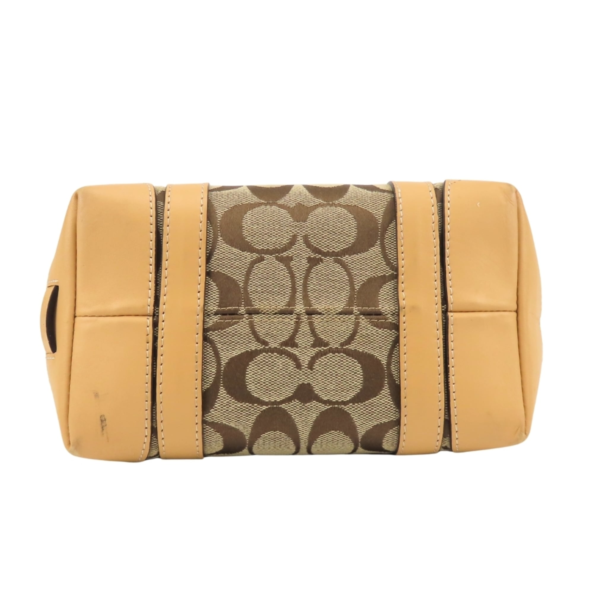 Coach Beige Brown Canvas Leather Handbag (Pre-Owned)