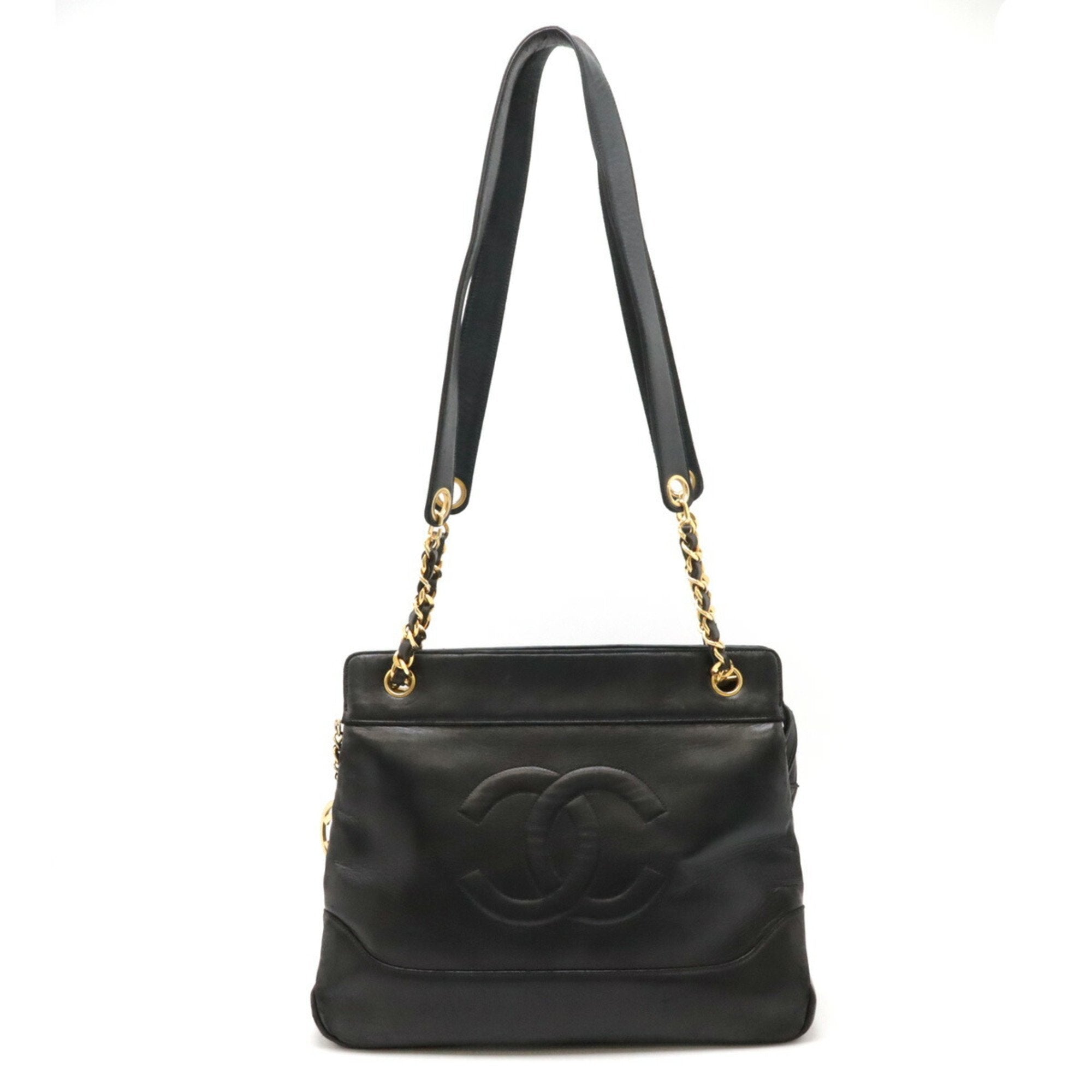 Chanel Black Leather Shoulder Bag Tote Bag (Pre-Owned)