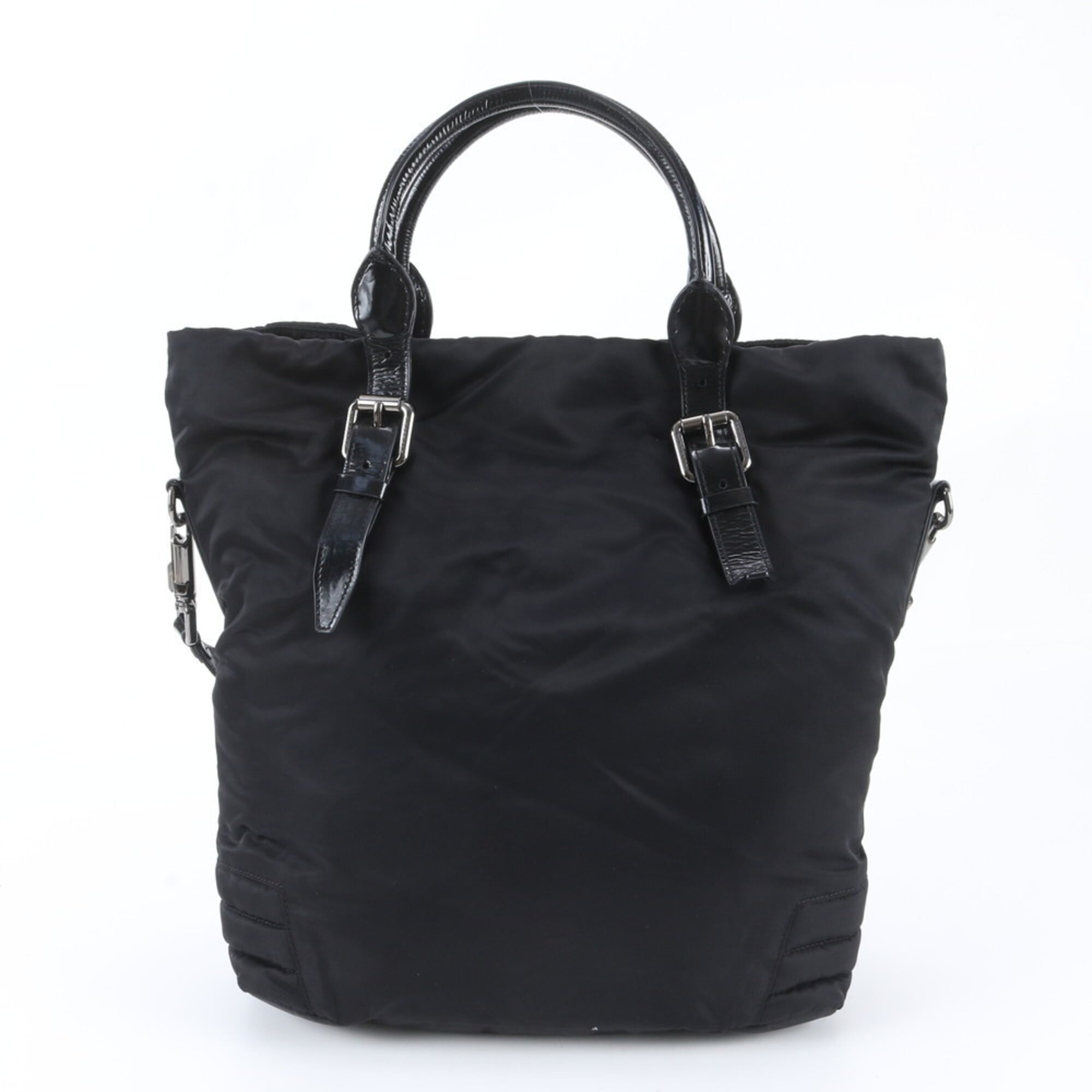 Burberry Black Leather Nylon Shoulder Bag Tote Bag (Pre-Owned)