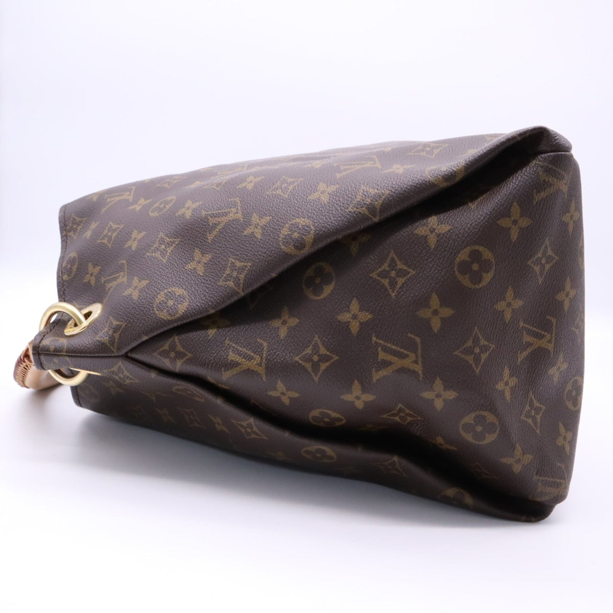 Louis Vuitton Beige Brown Coated Canvas Leather Handbag (Pre-Owned)
