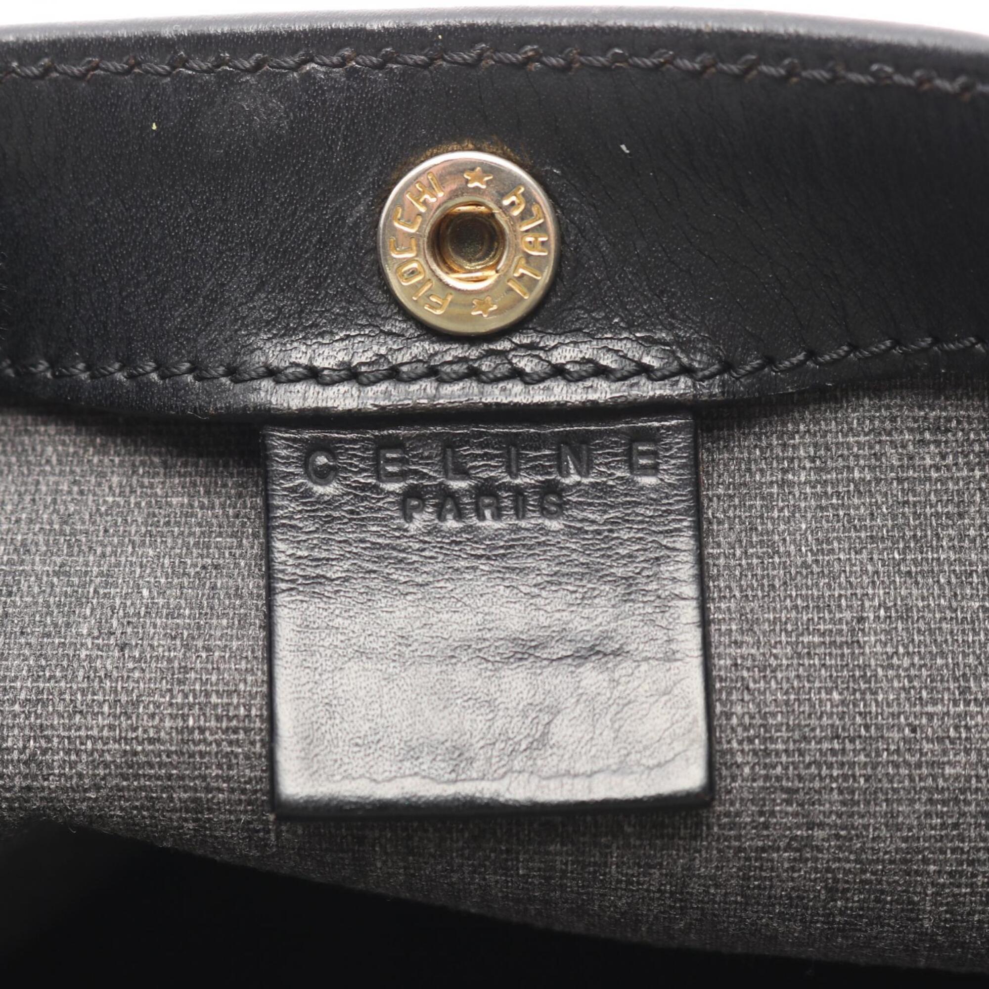 Celine Black Brown Coated Canvas Leather Handbag Tote Bag (Pre-Owned)