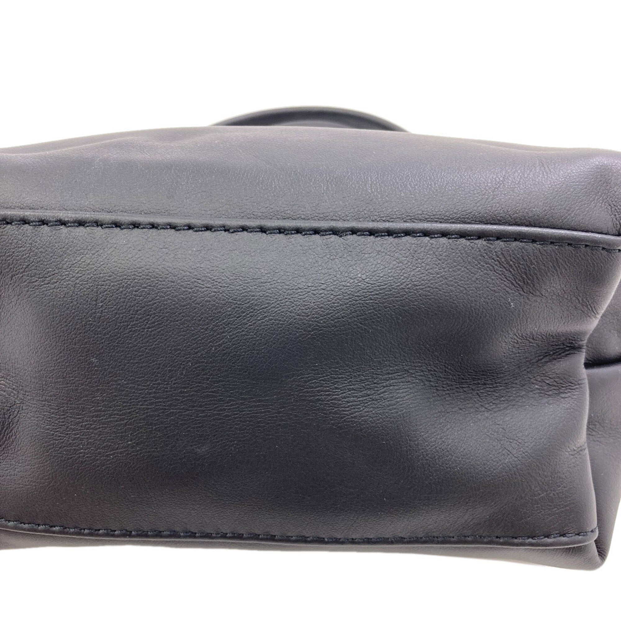 Longchamp Le Pliage Black Leather Handbag (Pre-Owned)
