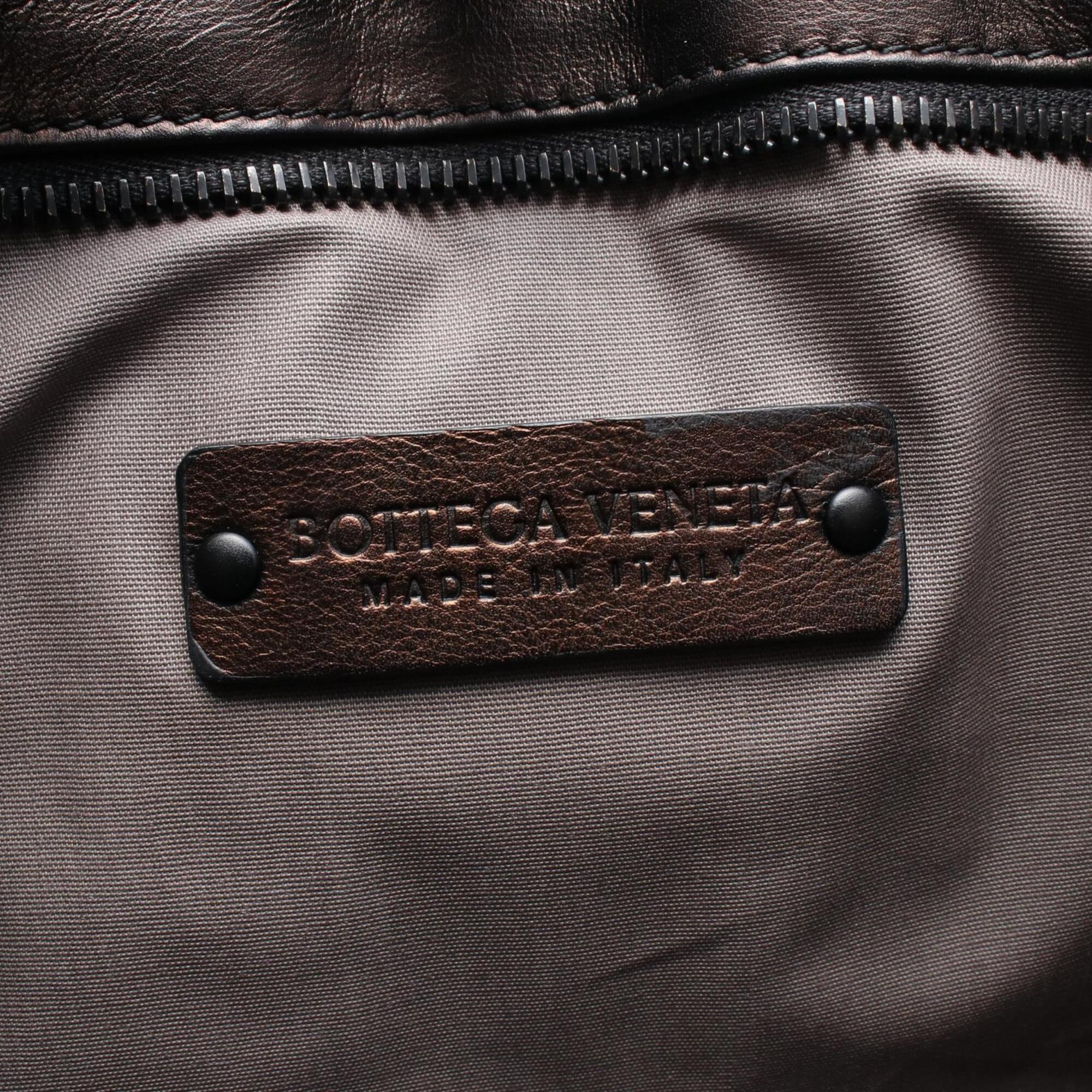 Bottega Veneta Intrecciato Black Brown Intrecciato Handbag Shoulder Bag (Pre-Owned)