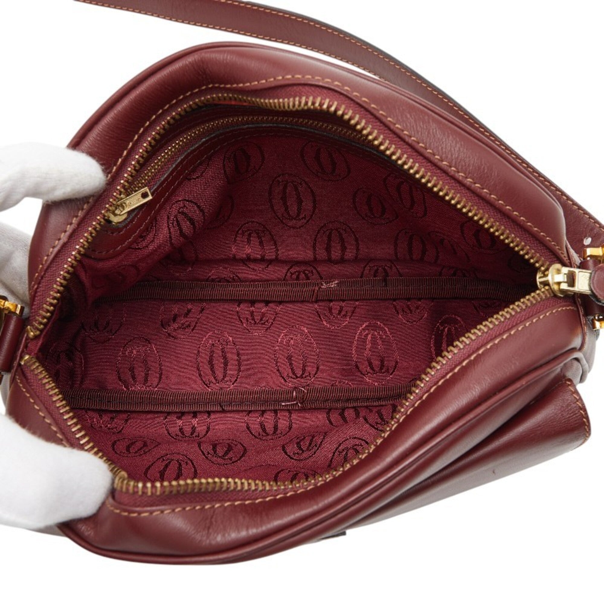 Cartier Must Bordeaux Wine Red Leather Shoulder Bag (Pre-Owned)