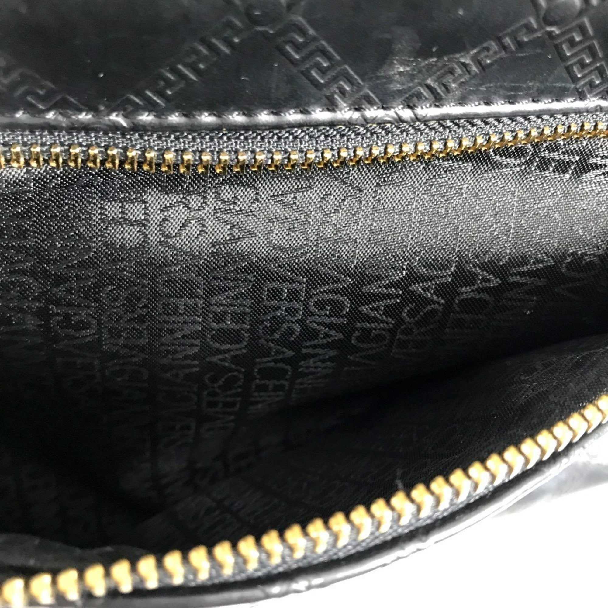 Versace Black Leather Handbag Shoulder Bag Tote Bag (Pre-Owned)