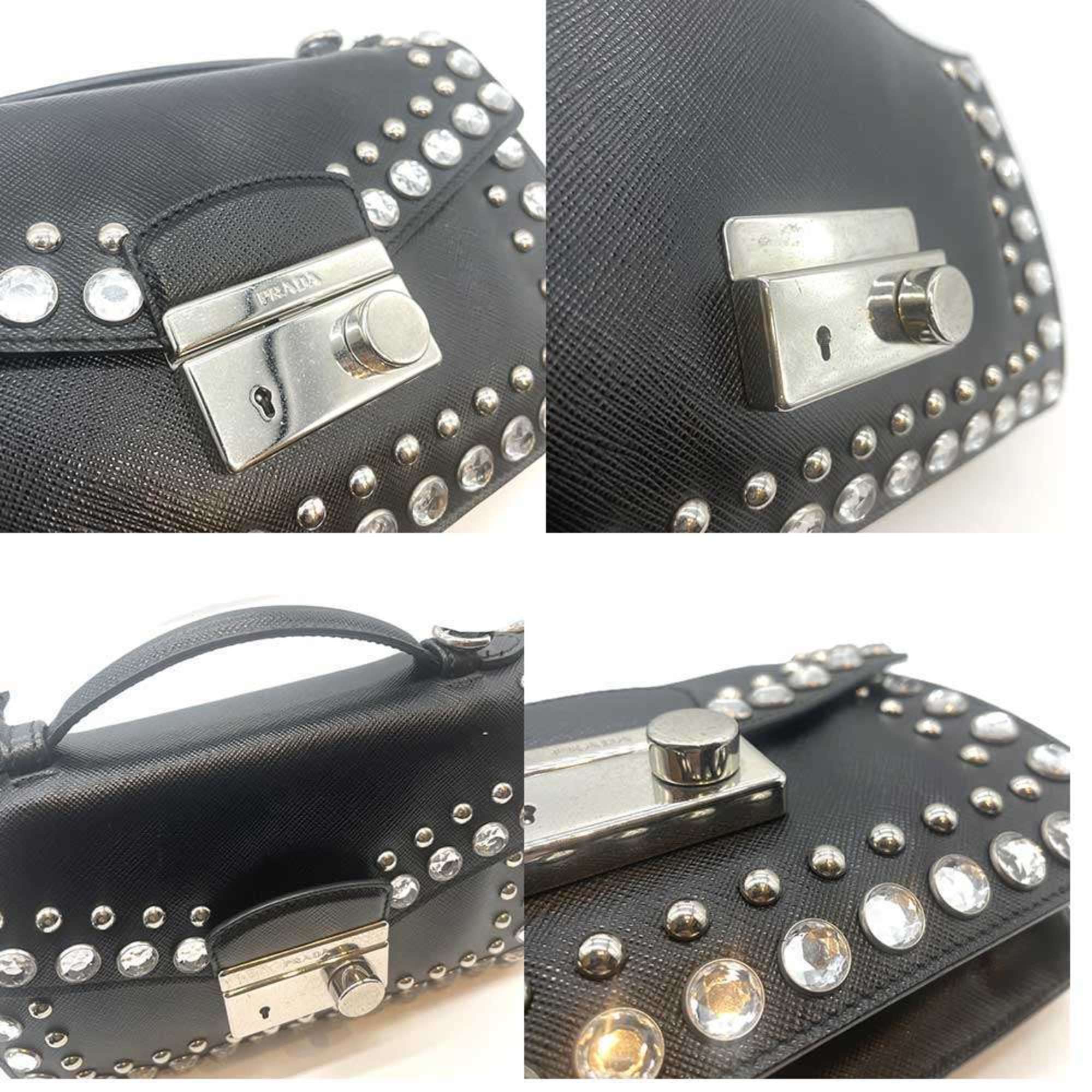 Prada Saffiano Black Saffiano Pochette Shoulder Bag (Pre-Owned)