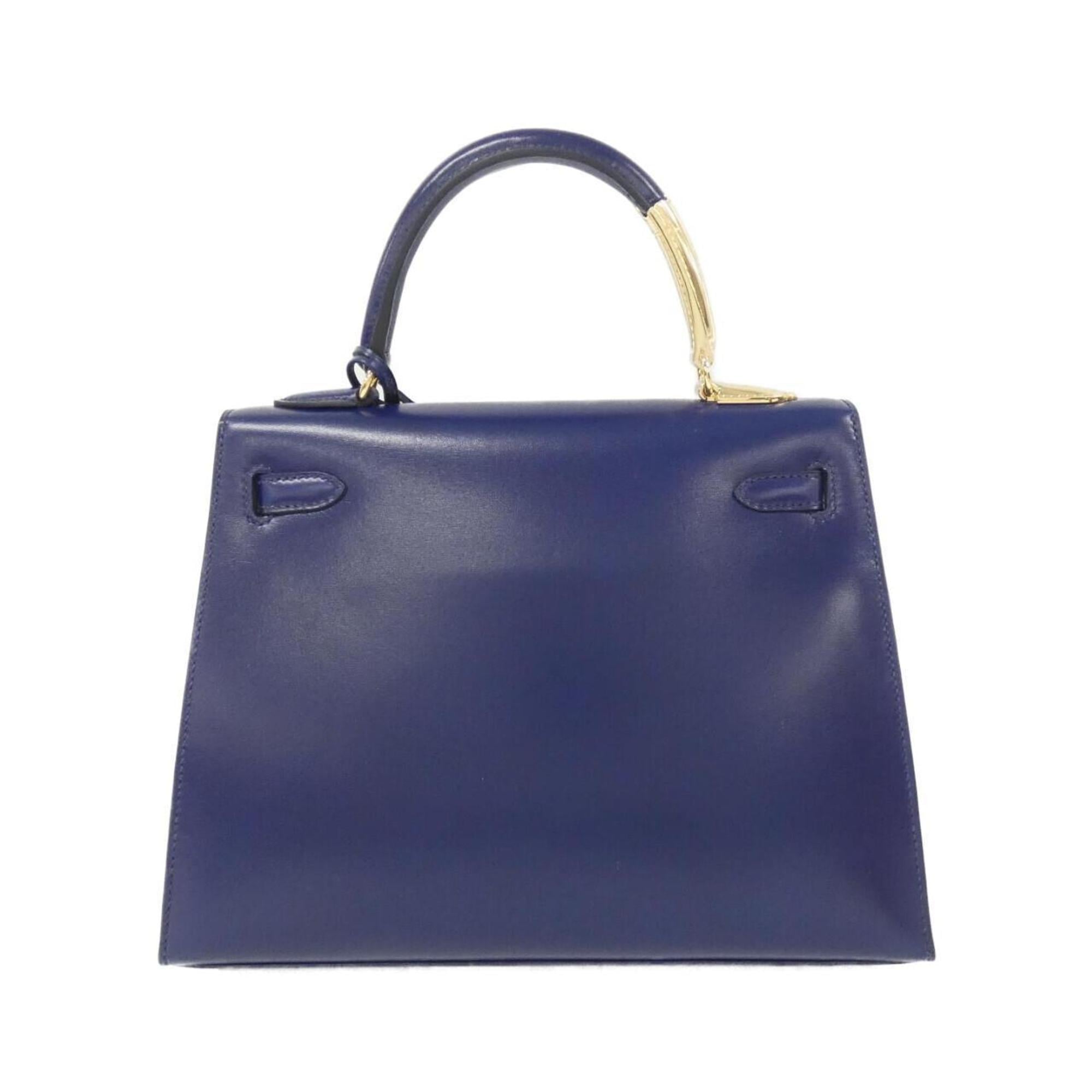 Hermes Bleu Saphir Blue Box Calf Leather Handbag (Pre-Owned)