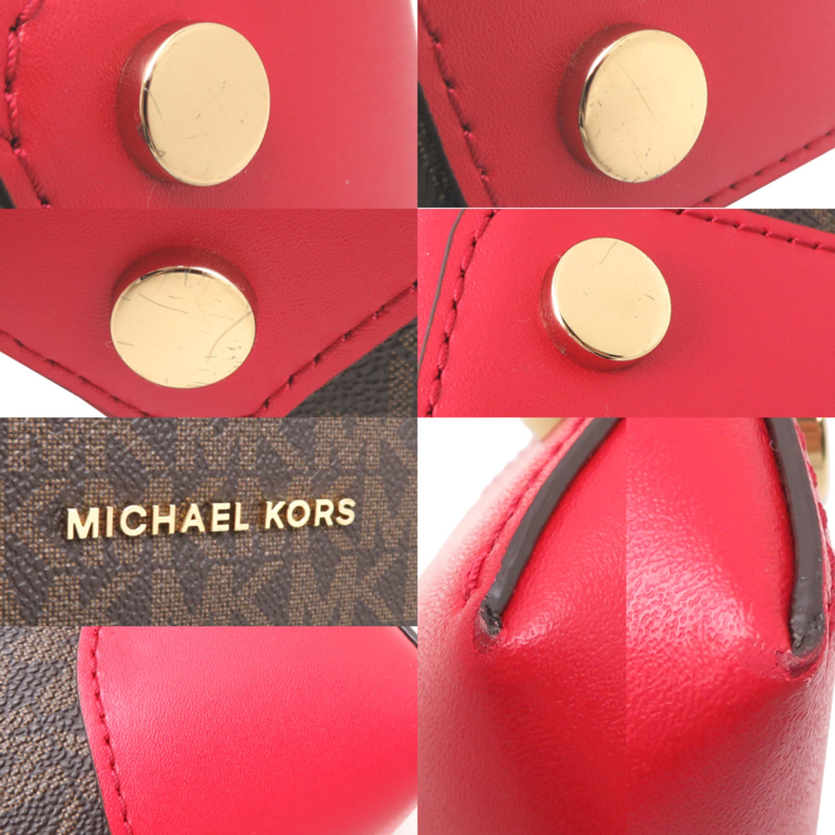 Michael Kors Brown Red Color Pvc Leather Handbag (Pre-Owned)