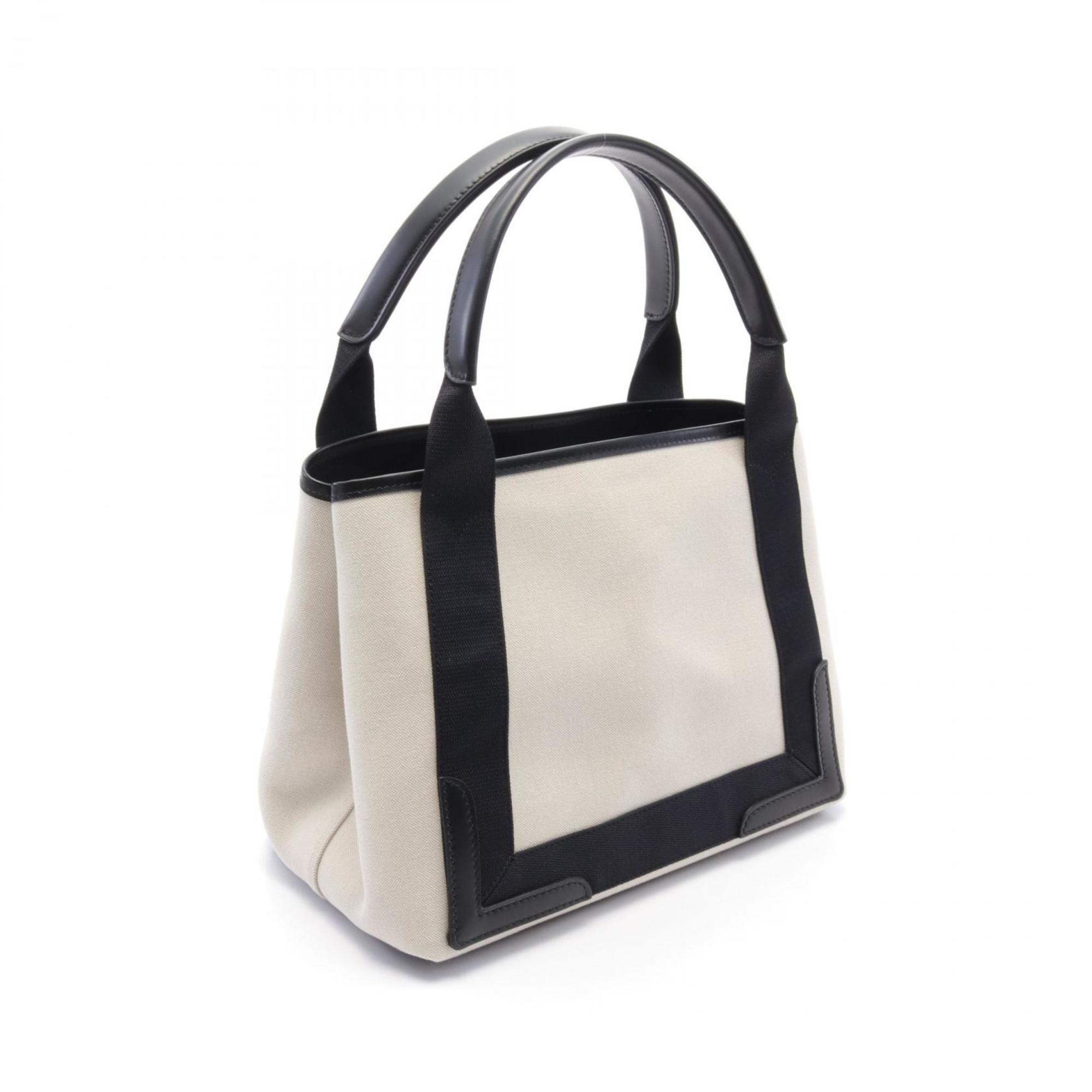 Balenciaga Black Ivory Canvas Leather Tote Bag