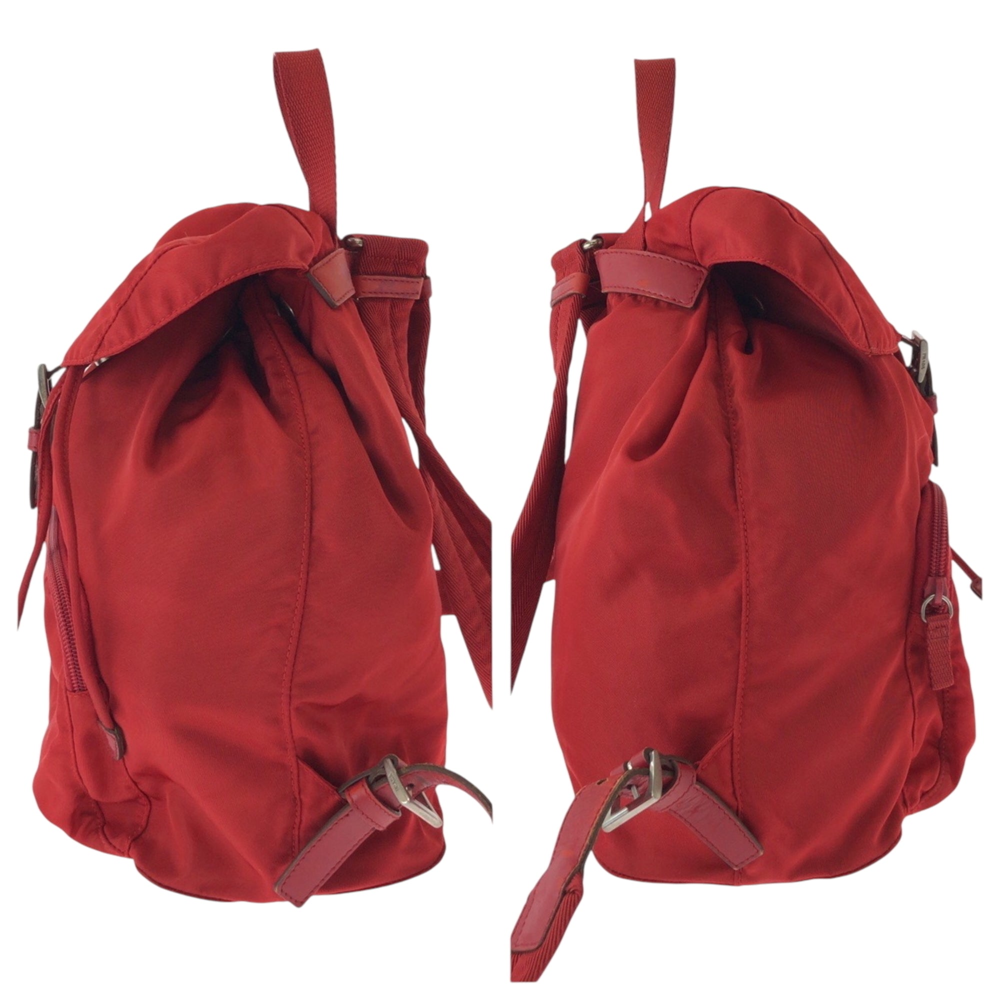 Prada Red Color Nylon Backpack (Pre-Owned)