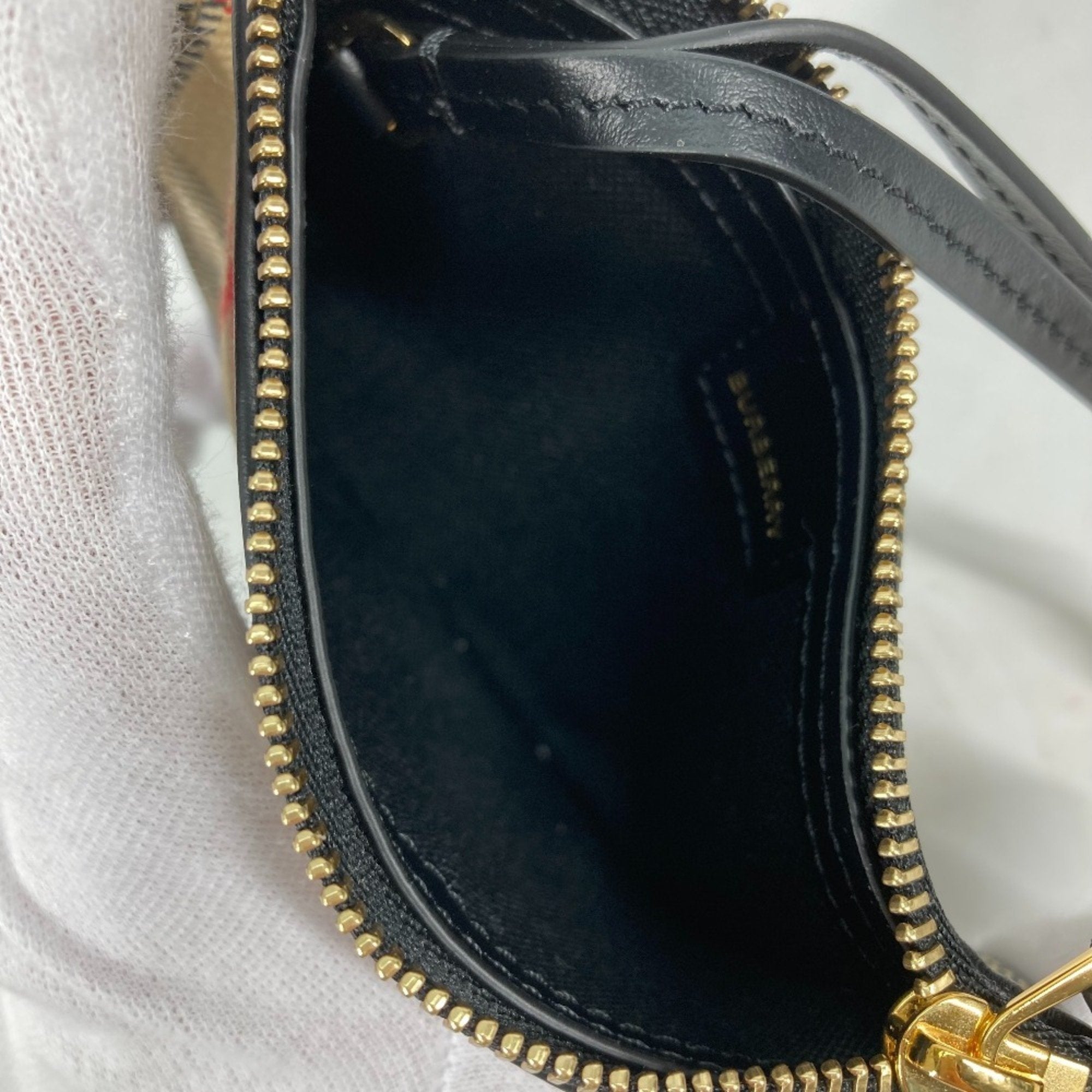 Burberry Beige Leather Canvas Coin Purse/Coin Case (Pre-Owned)