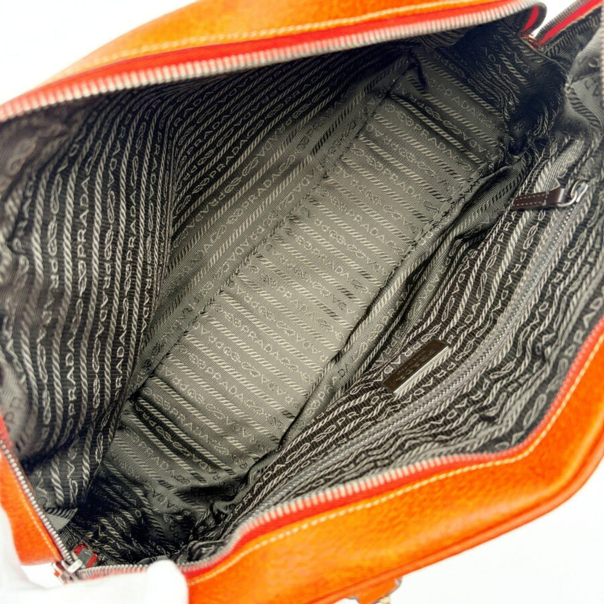 Prada Orange Leather Boston Bag (Pre-Owned)