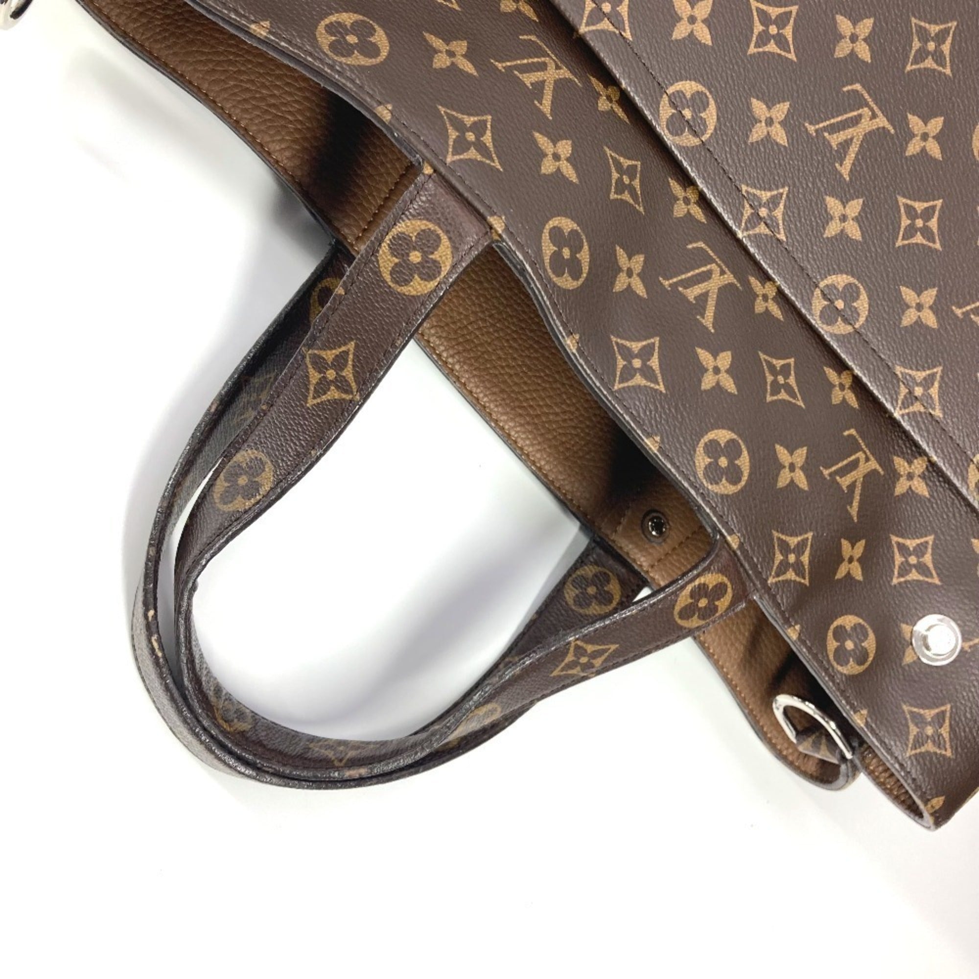 Louis Vuitton Brown Monogram Canvas Leather Shoulder Bag Tote Bag (Pre-Owned)
