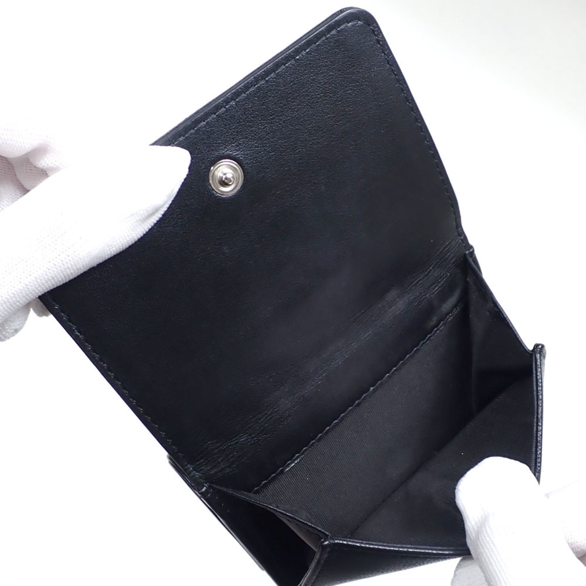Chanel Black Leather Wallet (Tri-Fold) (Pre-Owned)