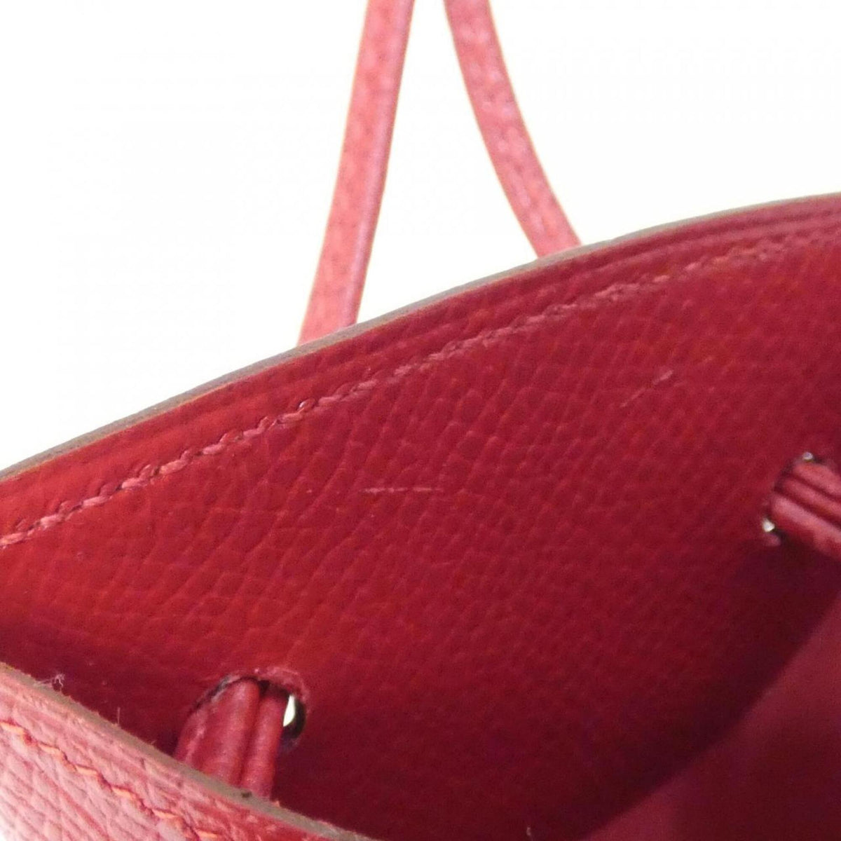 Hermes Rouge Vif Courchevel Leather Handbag Pouch (Pre-Owned)