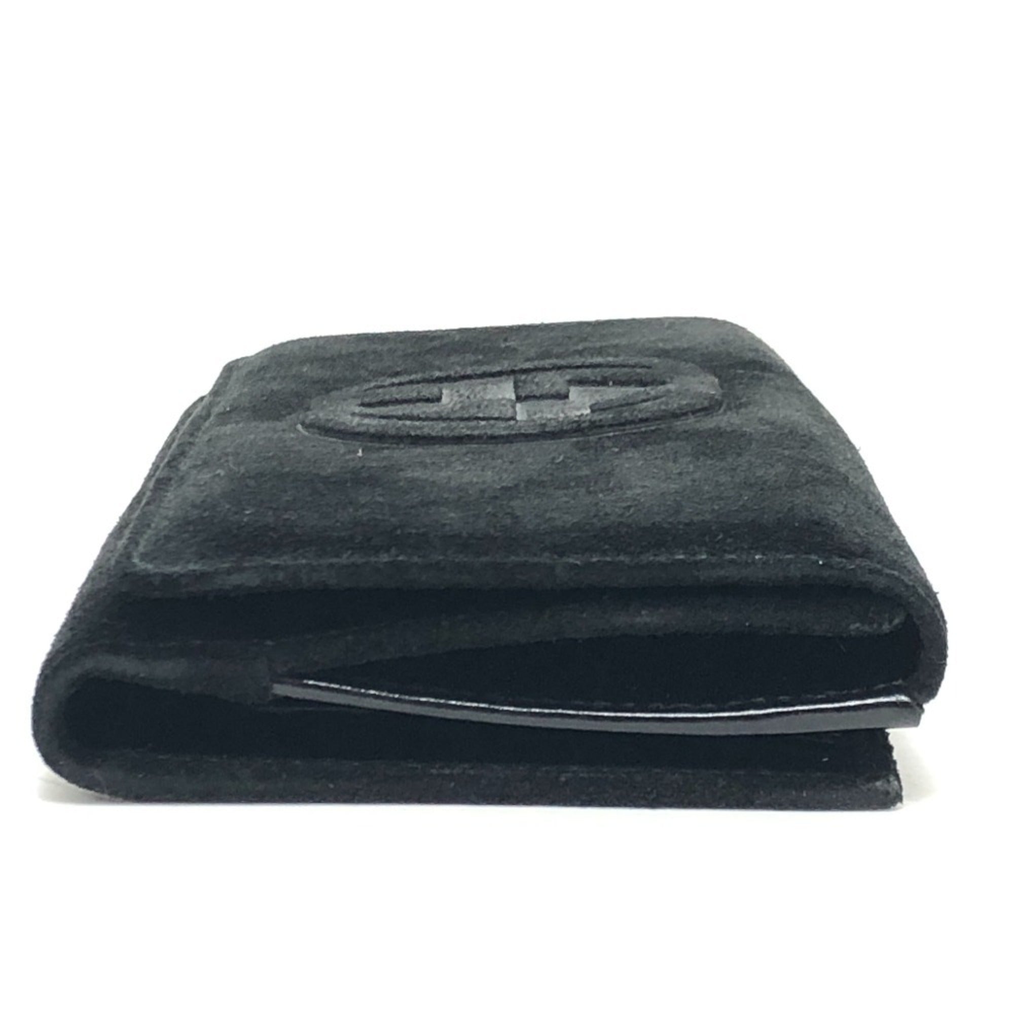 Gucci Black Suede Leather Long Wallet (Bi-Fold) (Pre-Owned)