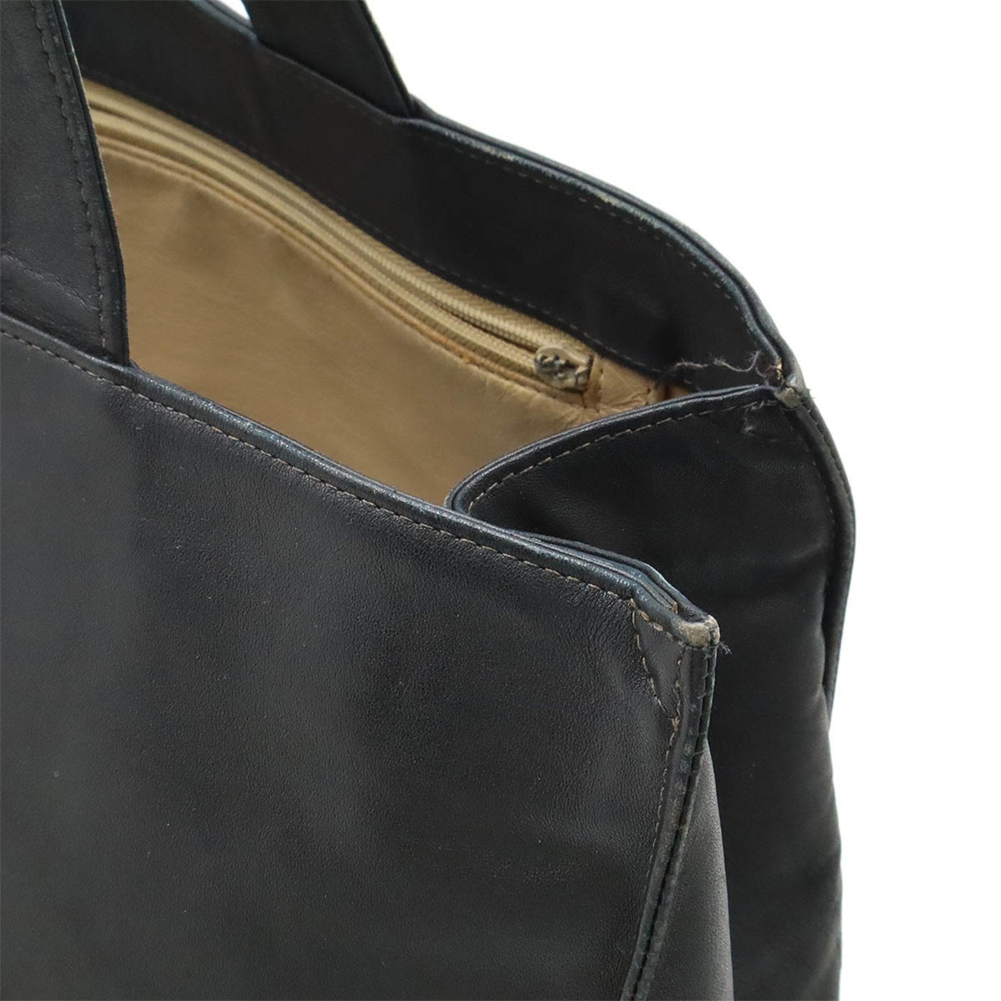 Chanel Black Leather Shoulder Bag Tote Bag (Pre-Owned)