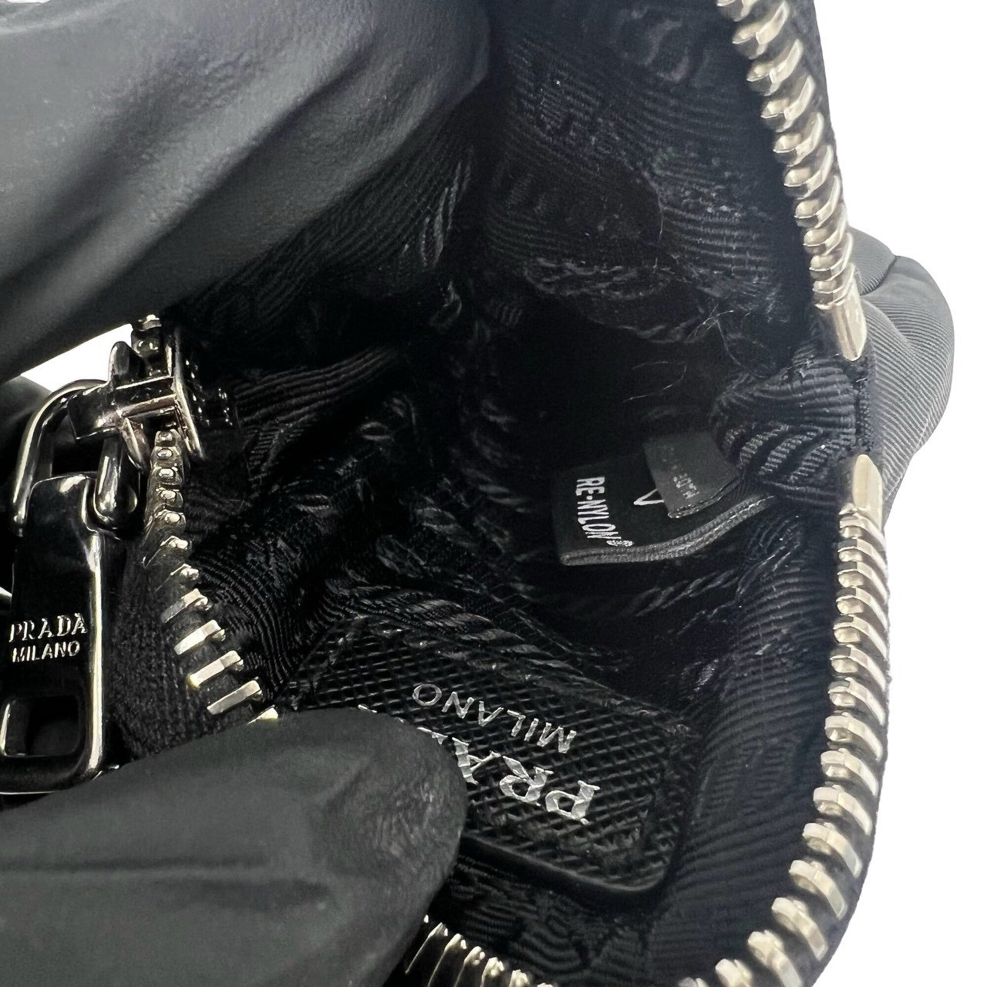 Prada Black Nylon Leather Pouch Shoulder Bag (Pre-Owned)