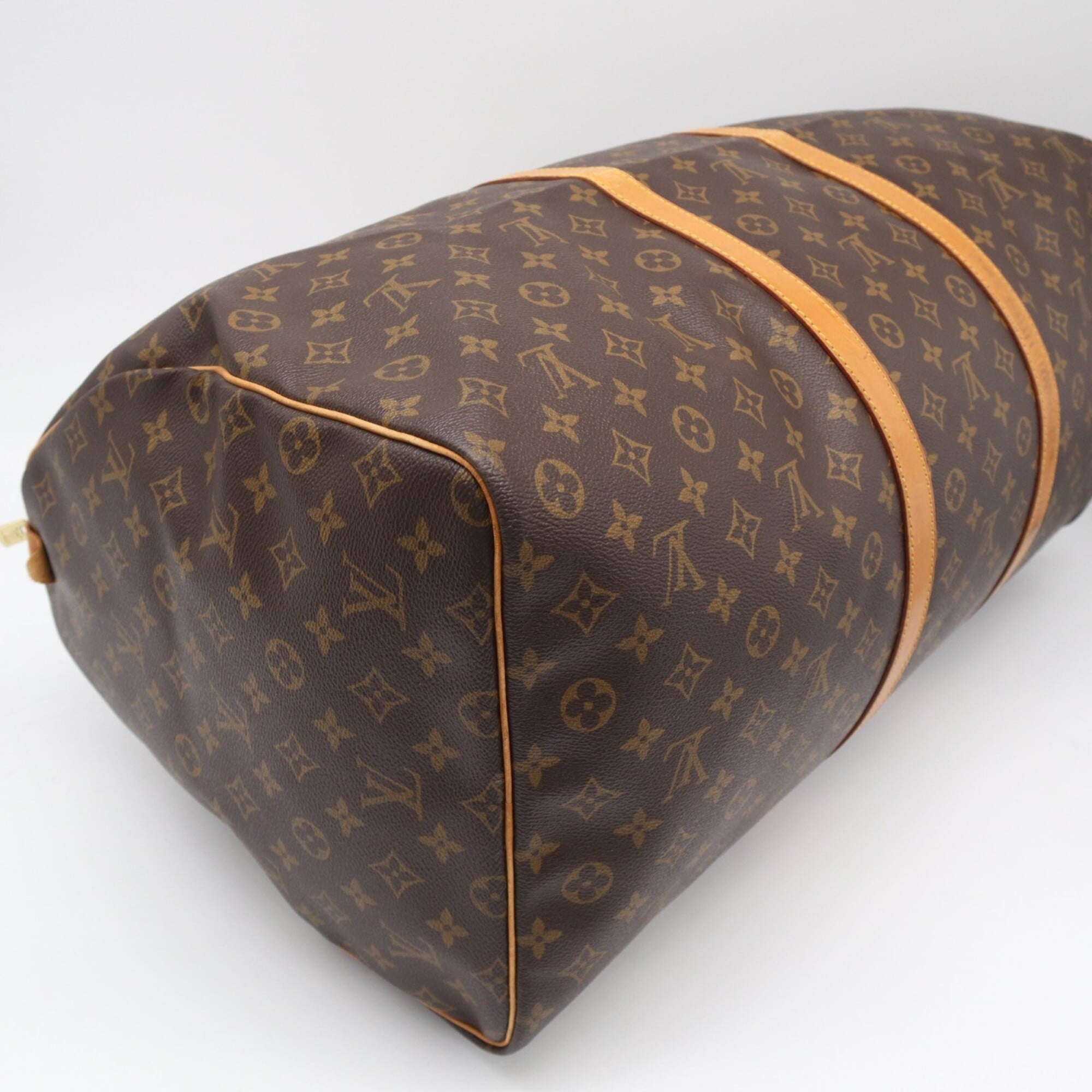 Louis Vuitton Monogram Beige Brown Coated Canvas Leather Boston Bag (Pre-Owned)