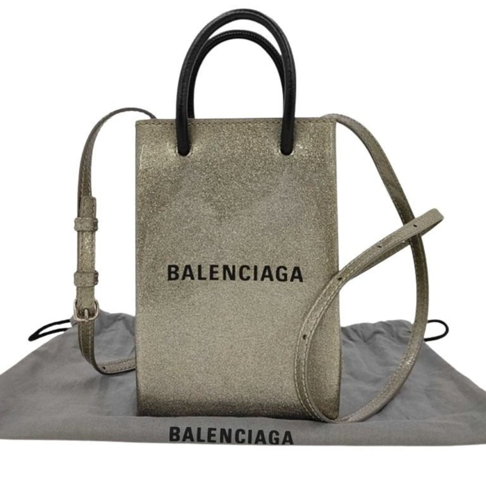 Balenciaga Black Gold Leather Shoulder Bag (Pre-Owned)