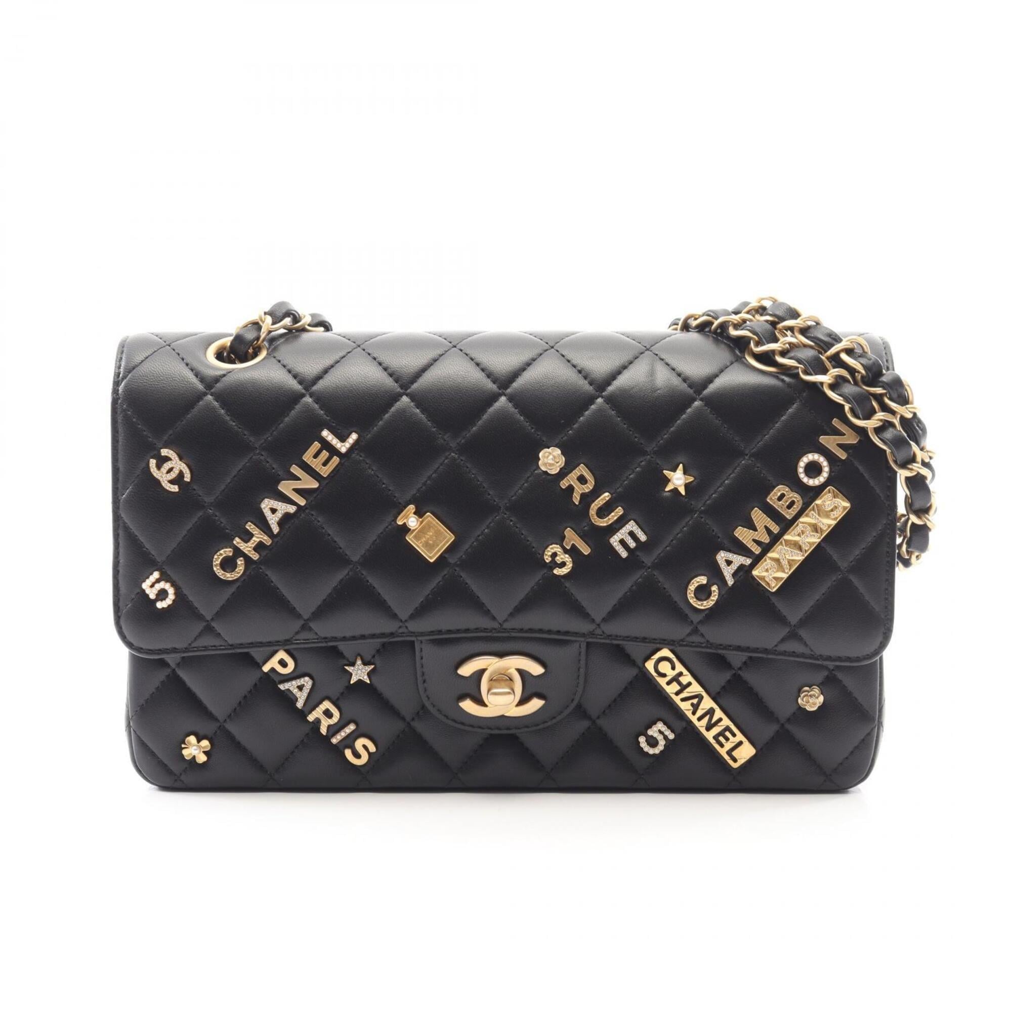 Chanel Black Leather Handbag Shoulder Bag (Pre-Owned)